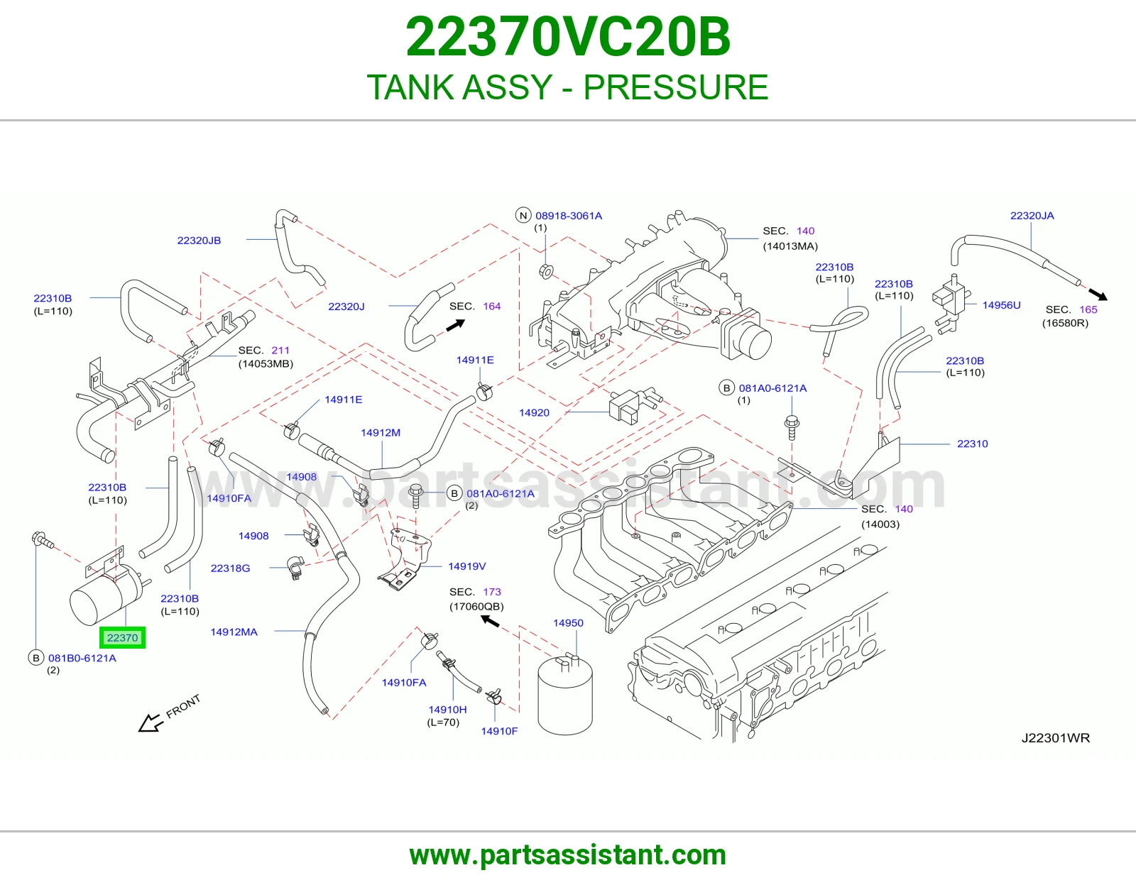 TANK ASSY - PRESSURE 22370VC20B