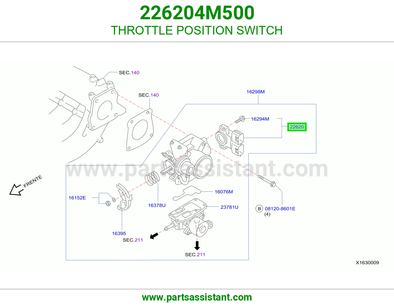THROTTLE POSITION SWITCH 226204M500