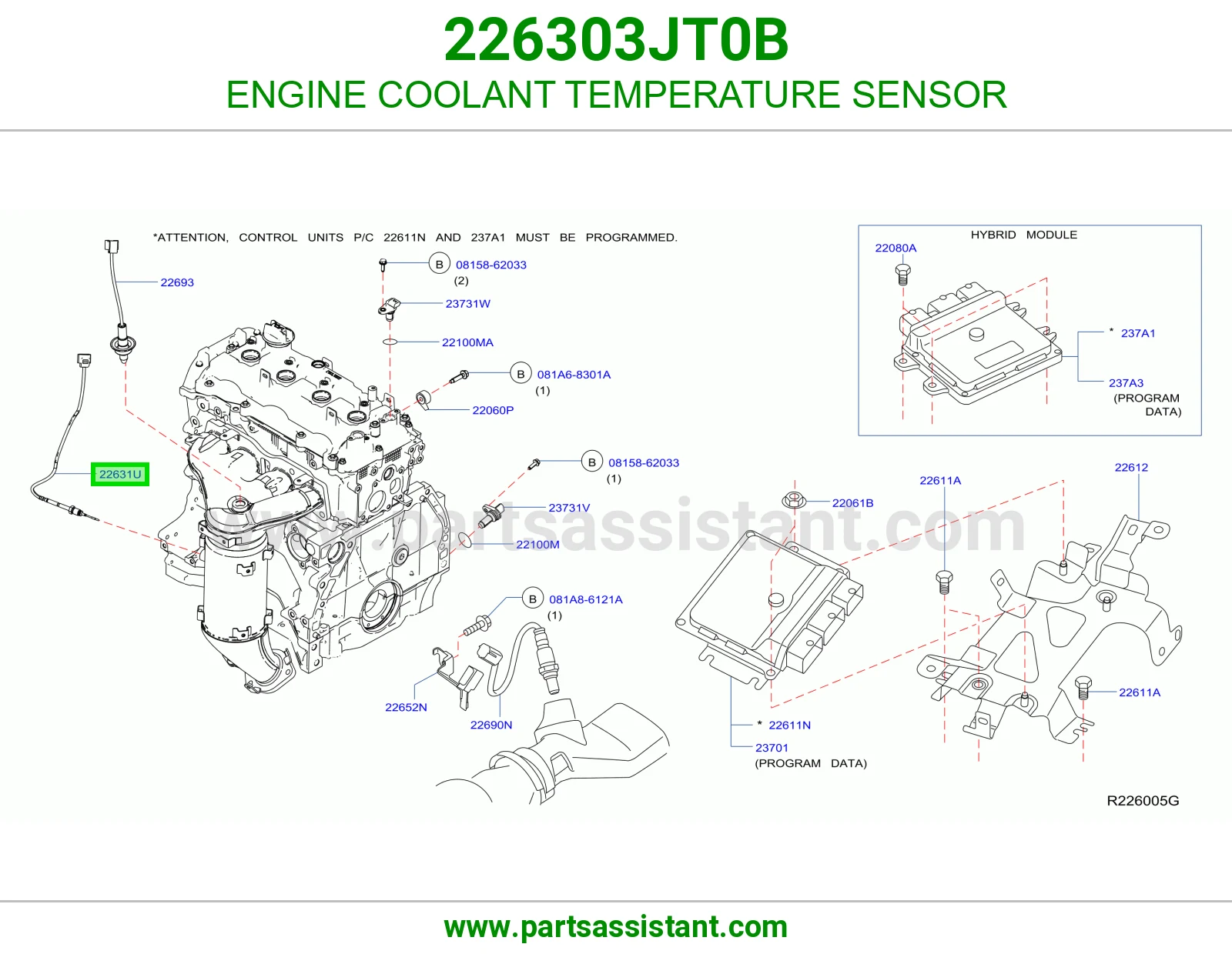 حساس حرارة مكينة 226303JT0B