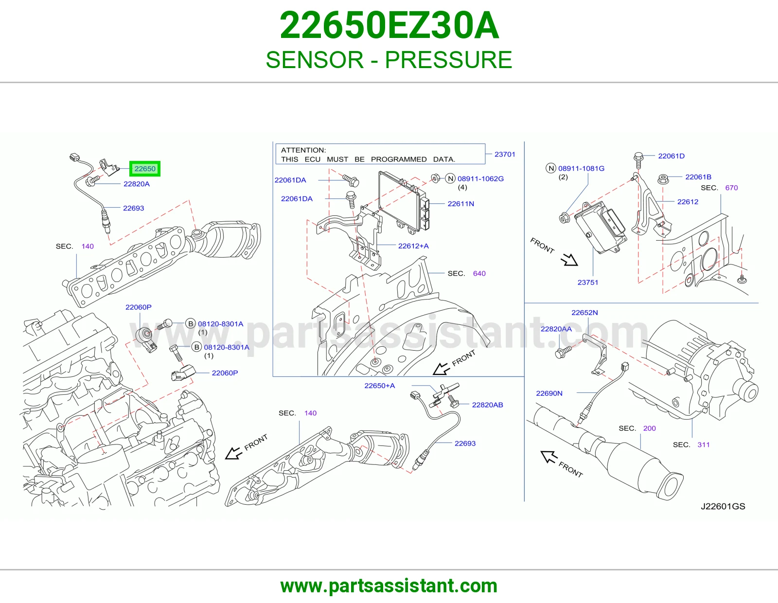 حساس ضغط طرمبه ديزل تيربو 22650EZ30A
