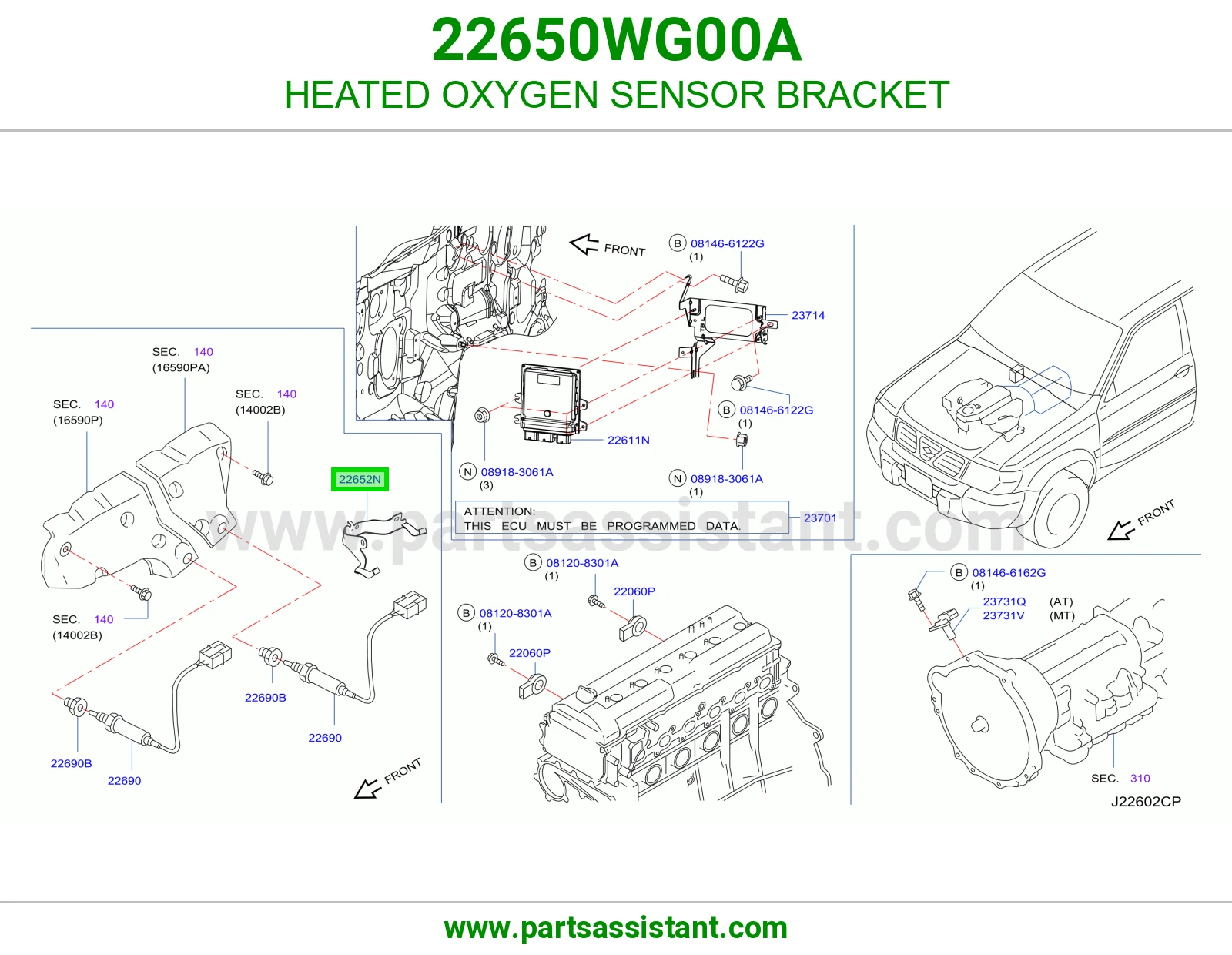 قاعدة حساس أكسجين O2 22650WG00A