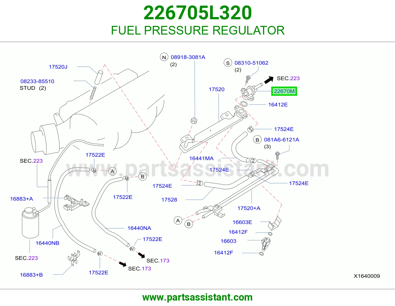 FUEL PRESSURE REGULATOR 226705L320