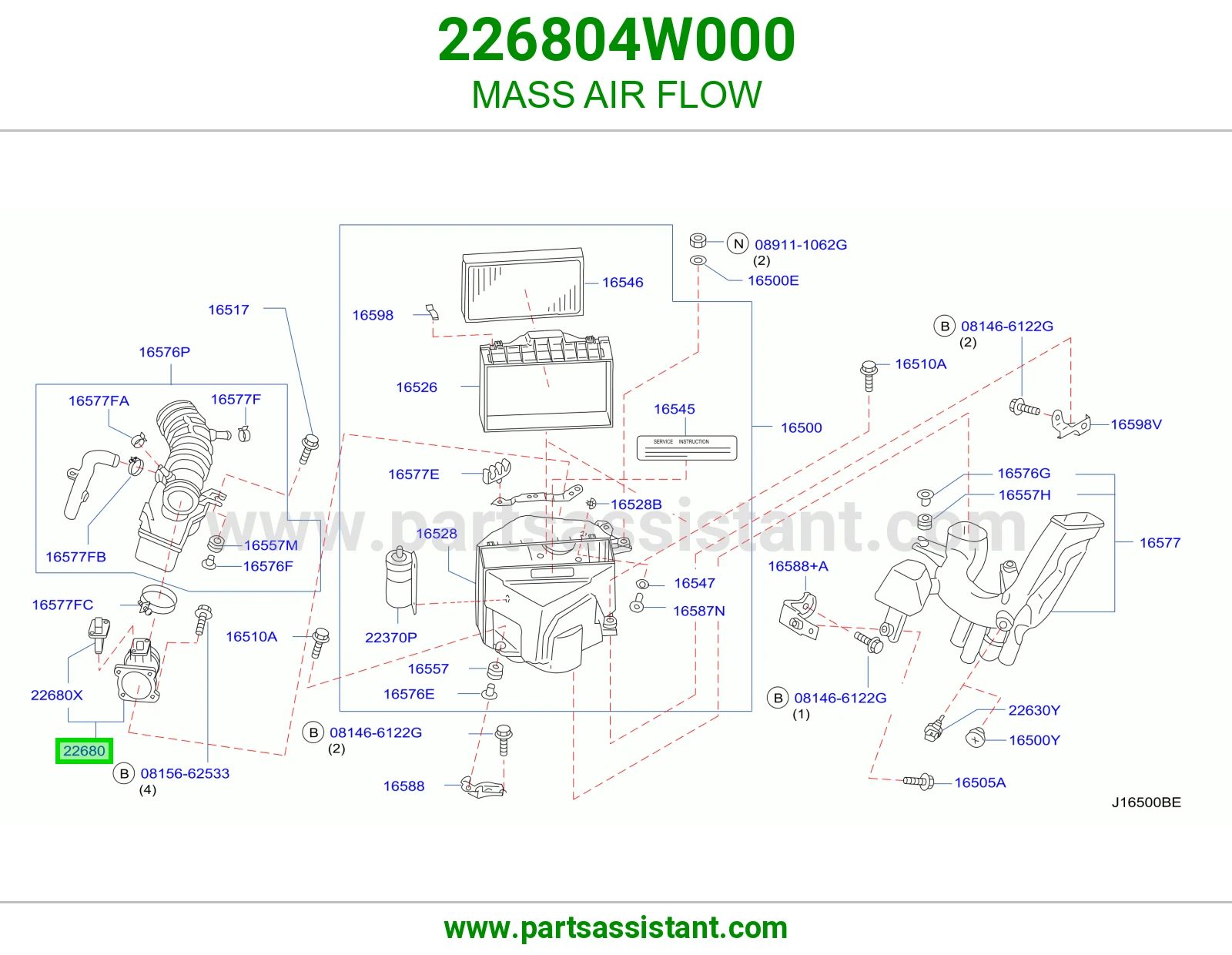 MASS AIR FLOW 226804W000