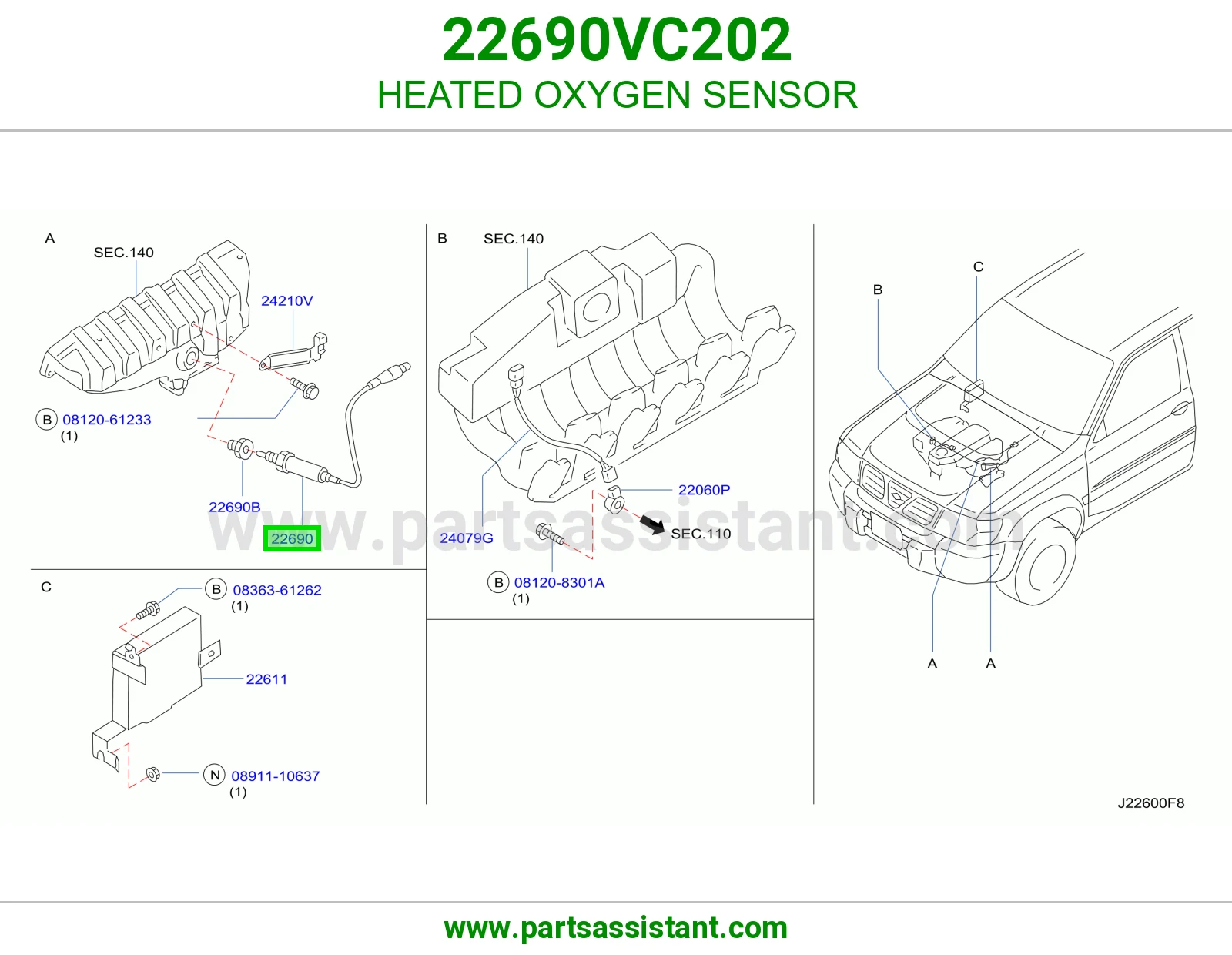 حساس قزوز اكسجين 22690VC202