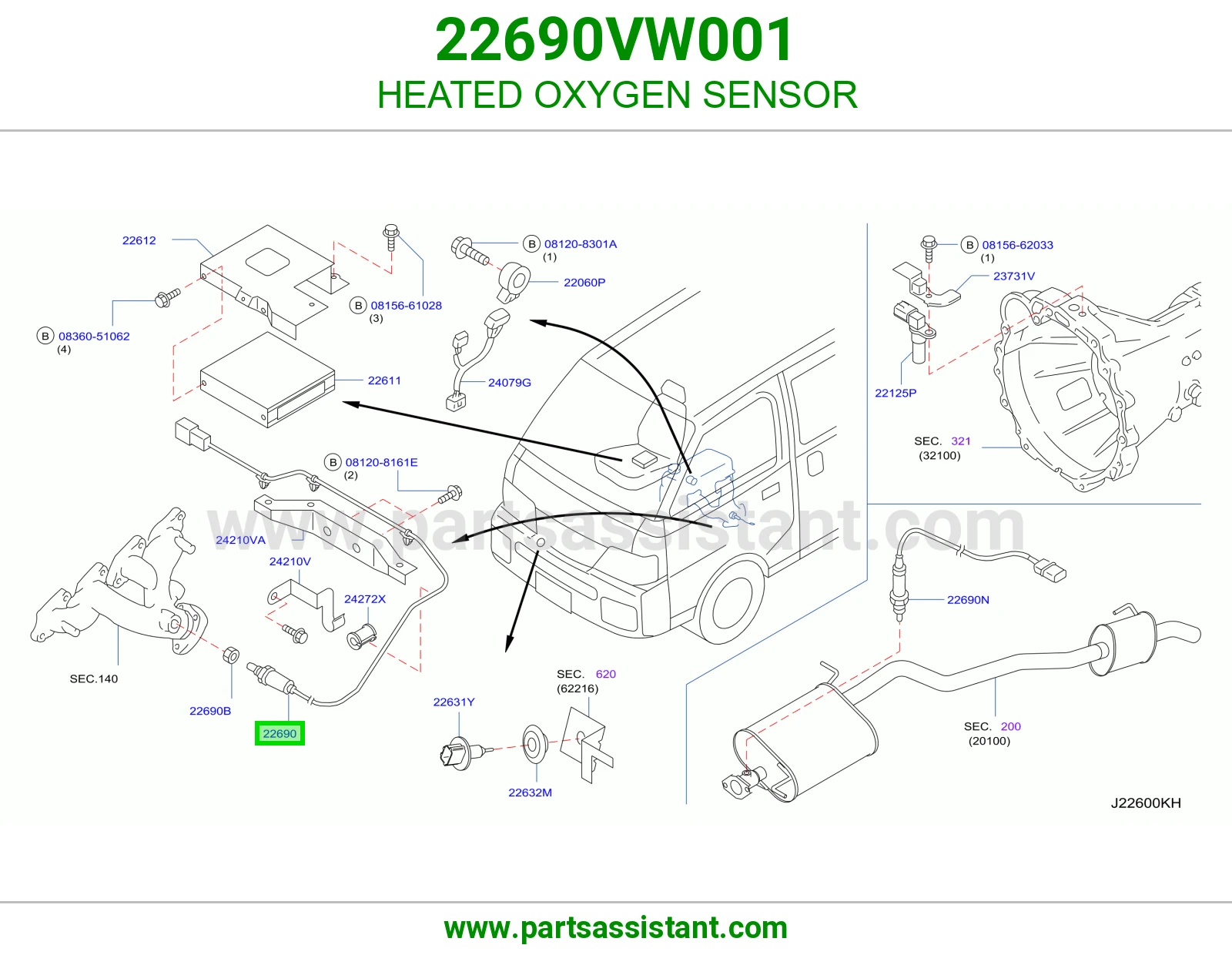 حساس قزوز اكسجين 22690VW001