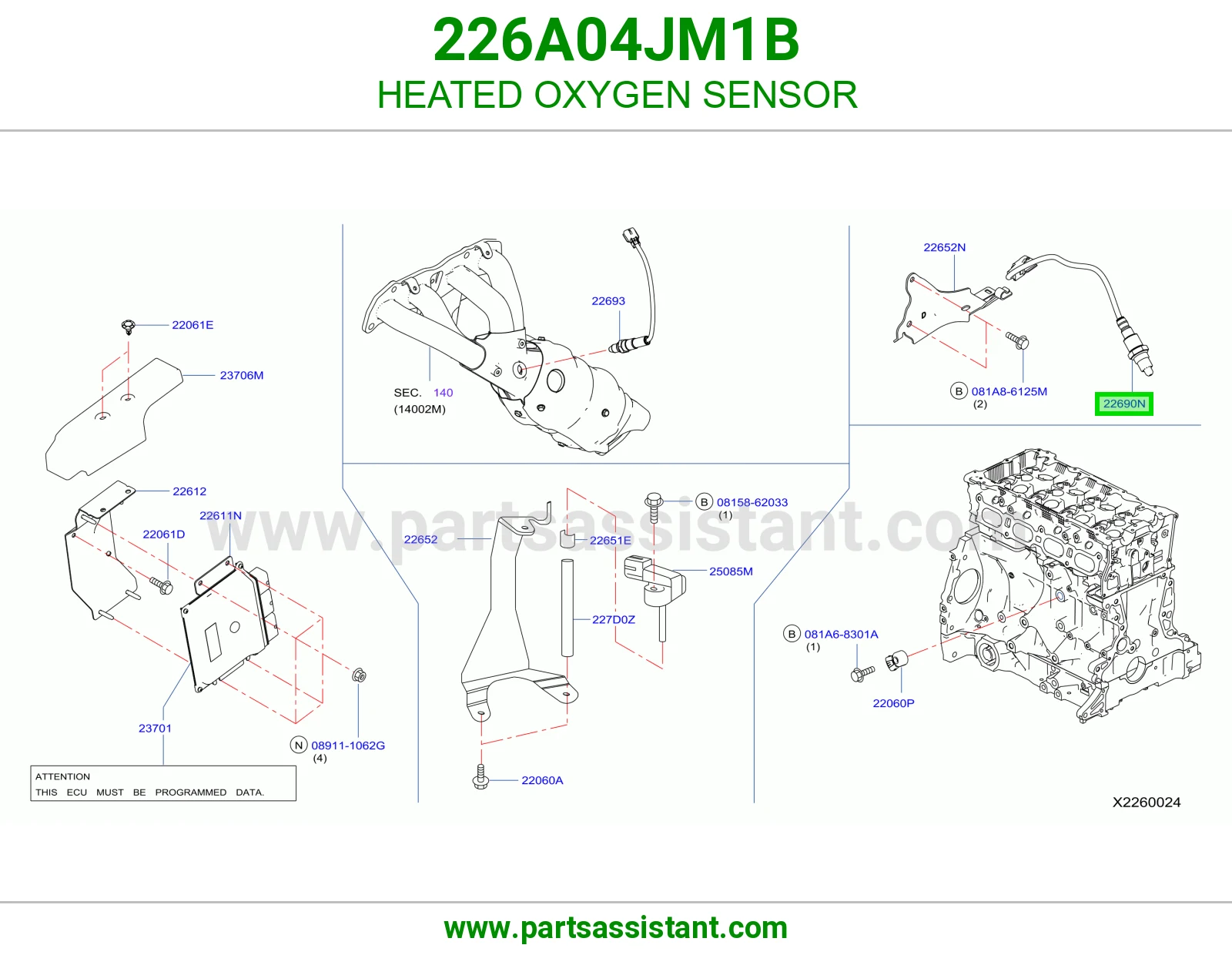 HEATED OXYGEN SENSOR 226A04JM1B