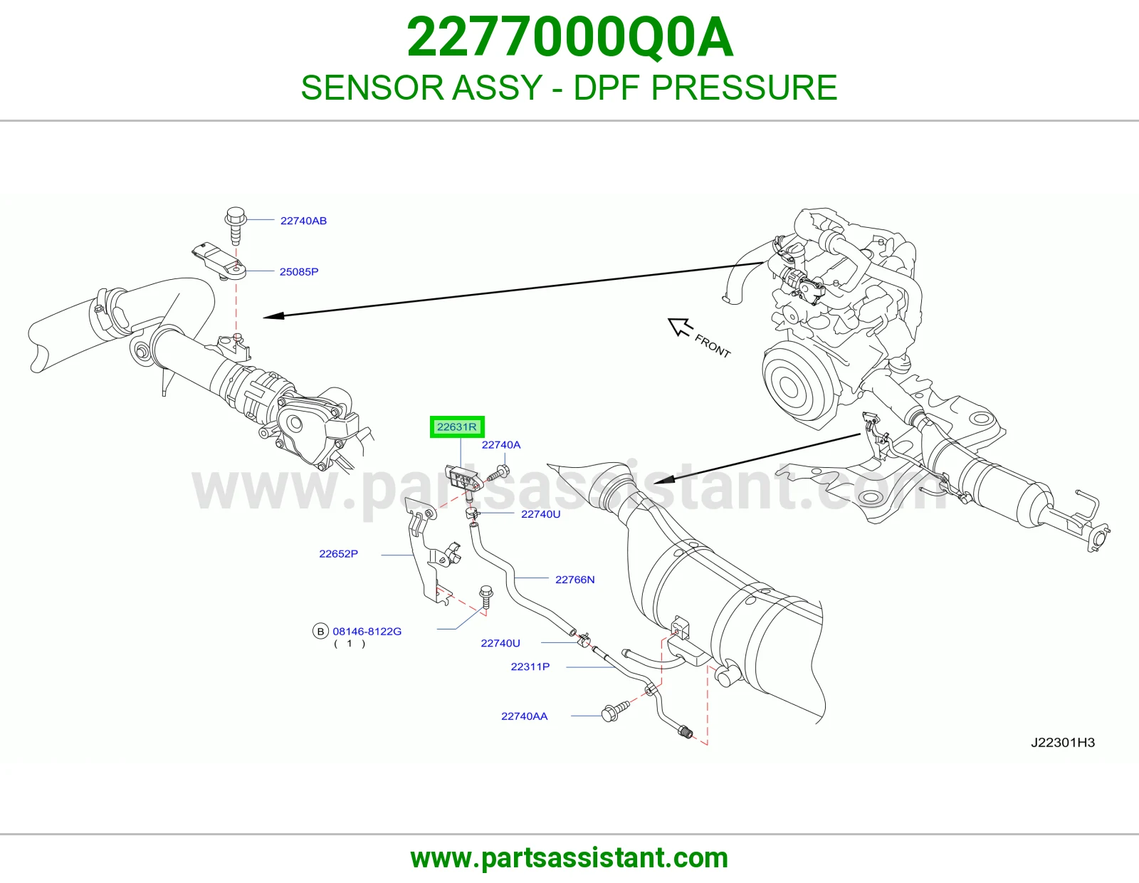 حساس ضغط فلتر DPF كامل 2277000Q0A