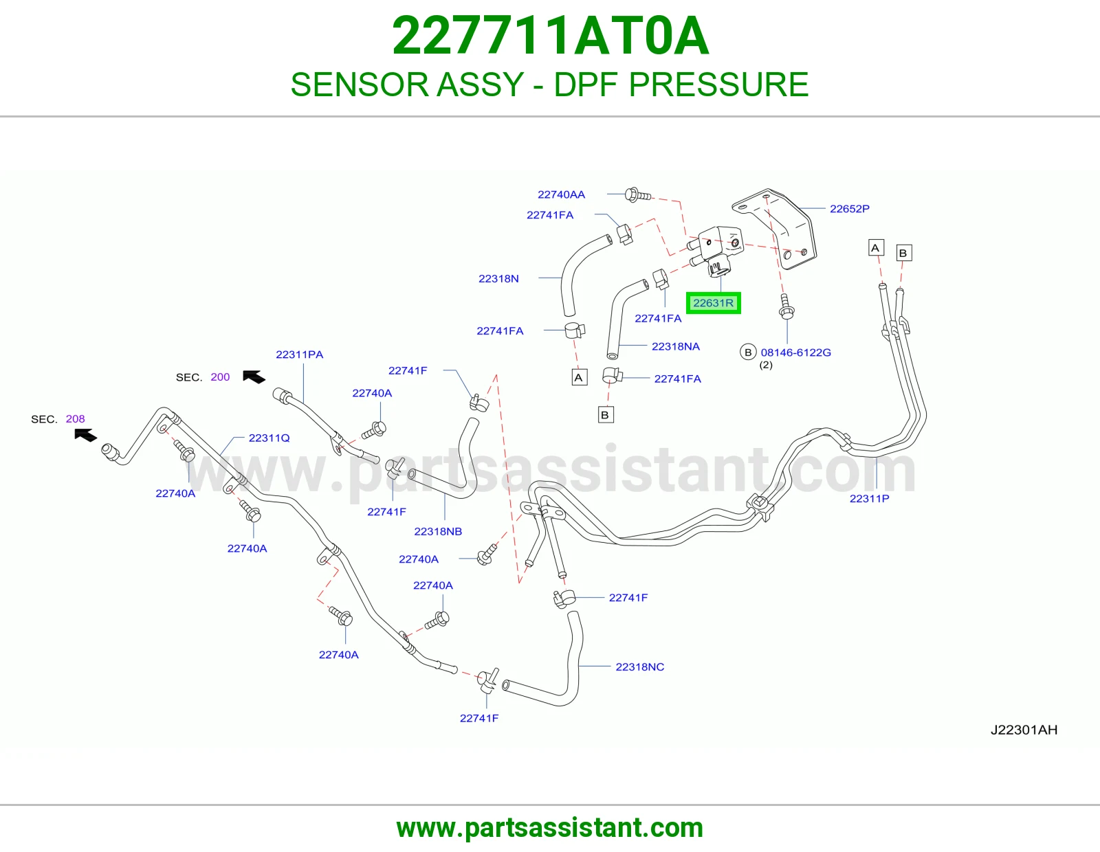 حساس ضغط فلتر DPF 227711AT0A