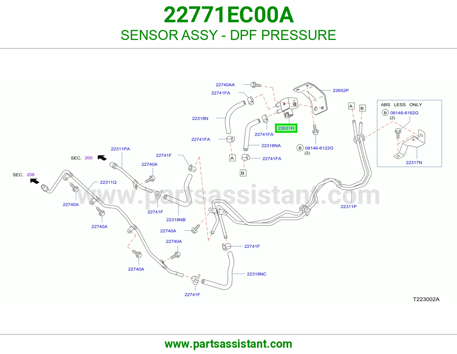 حساس ضغط فلتر DPF كامل 22771EC00A