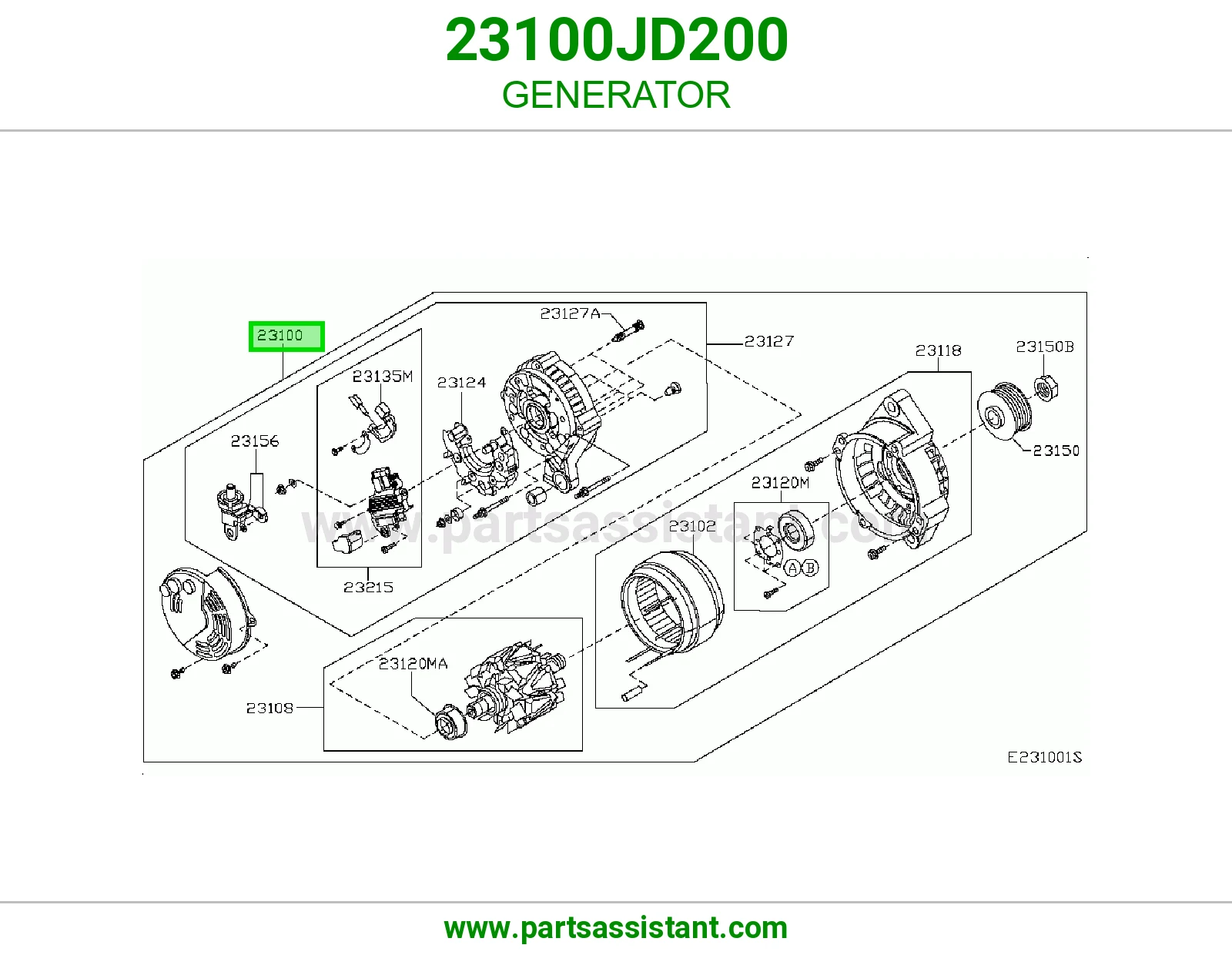 دينمو كهرب كامل 23100JD200
