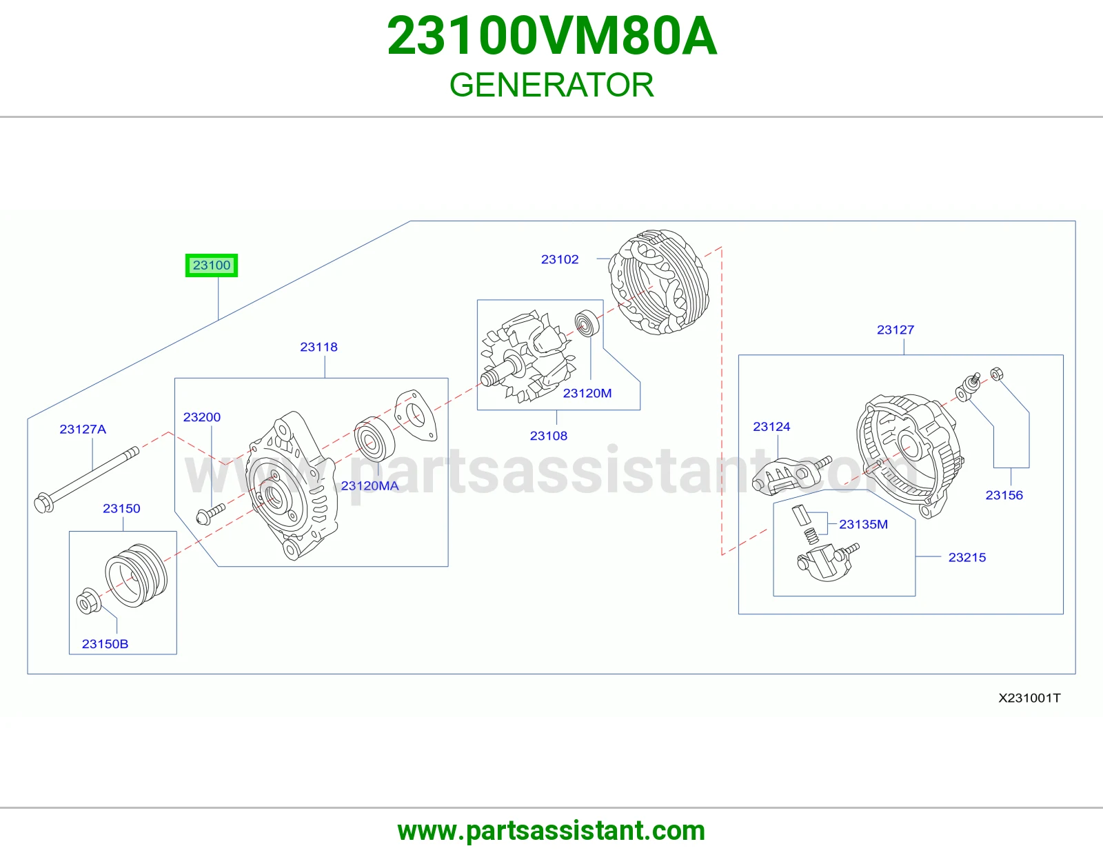 دينمو كهرب كامل 23100VM80A