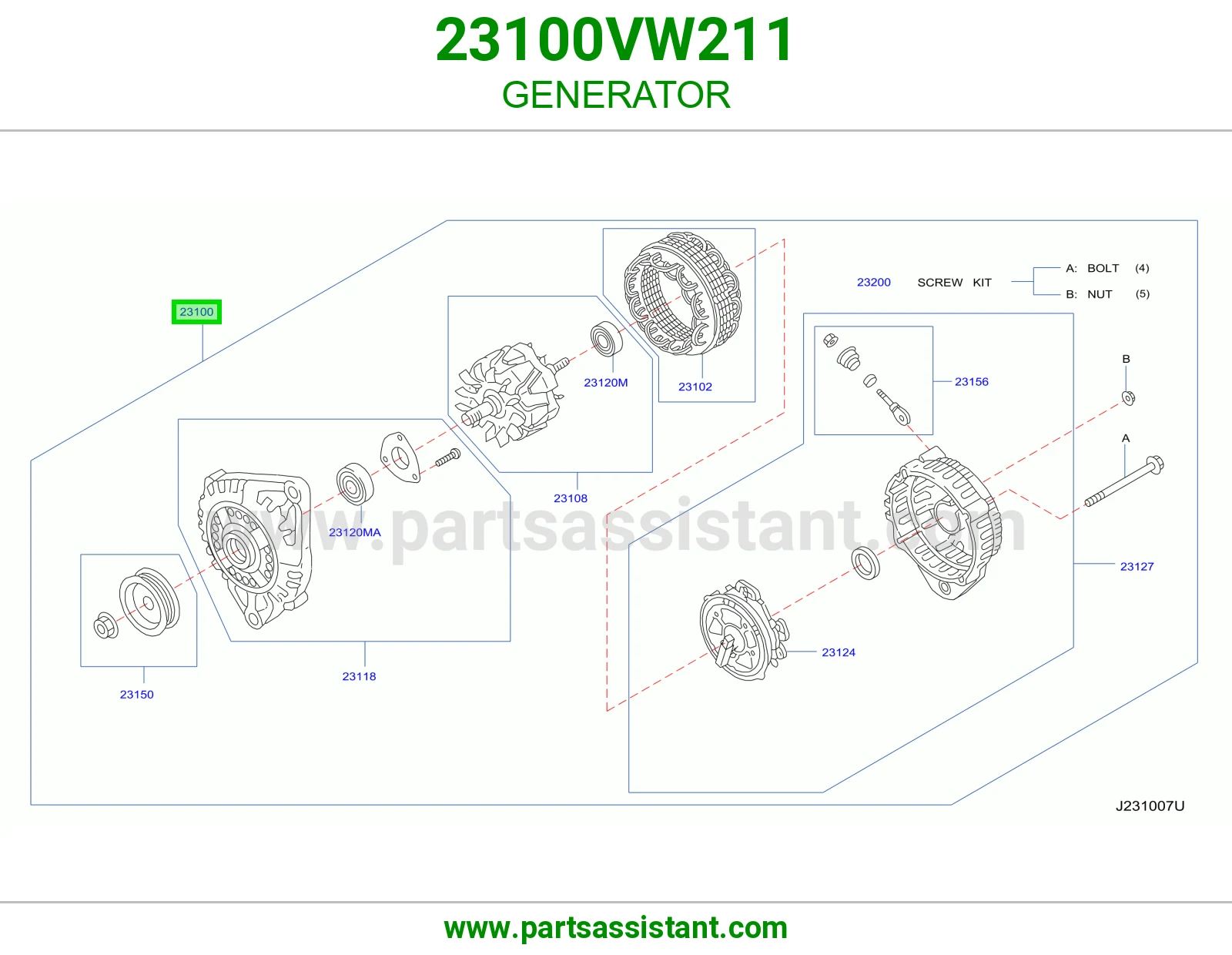 دينمو كهرب كامل 23100VW211