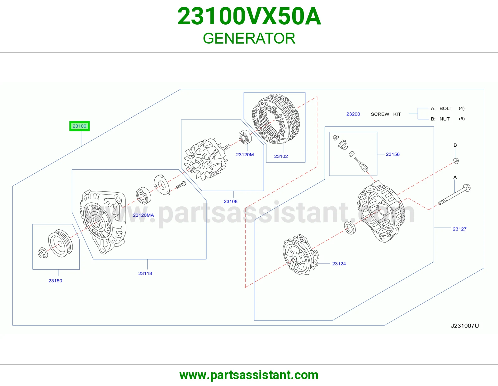 دينمو كهرب كامل 23100VX50A