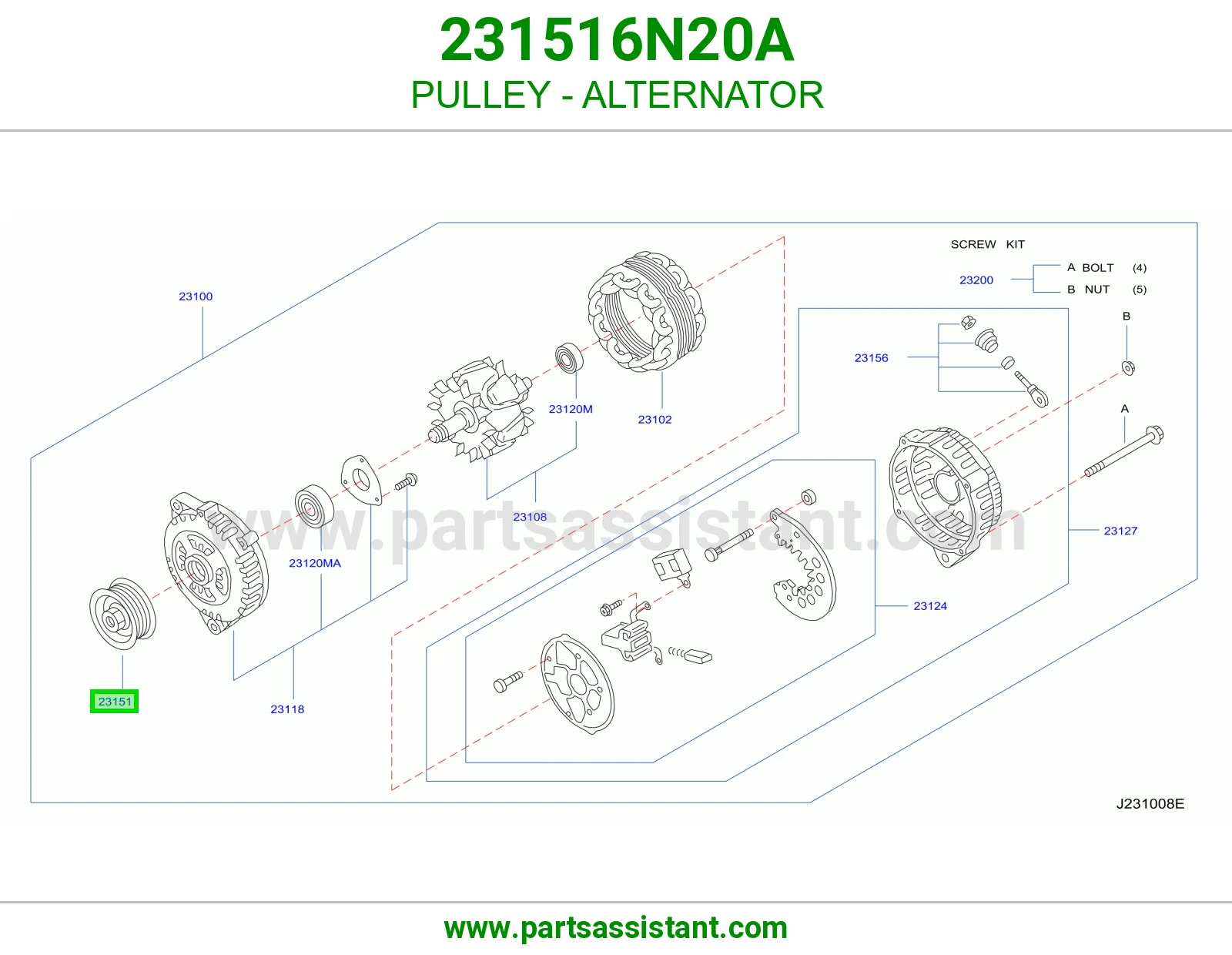 PULLEY - ALTERNATOR 231516N20A