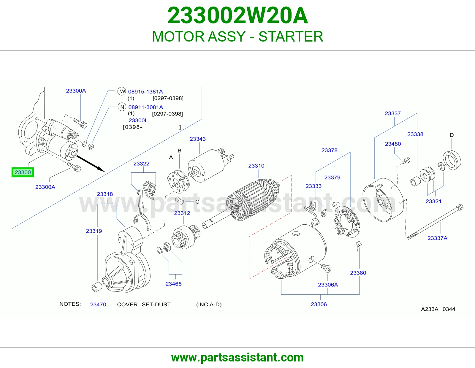 MOTOR ASSY - STARTER 233002W20A
