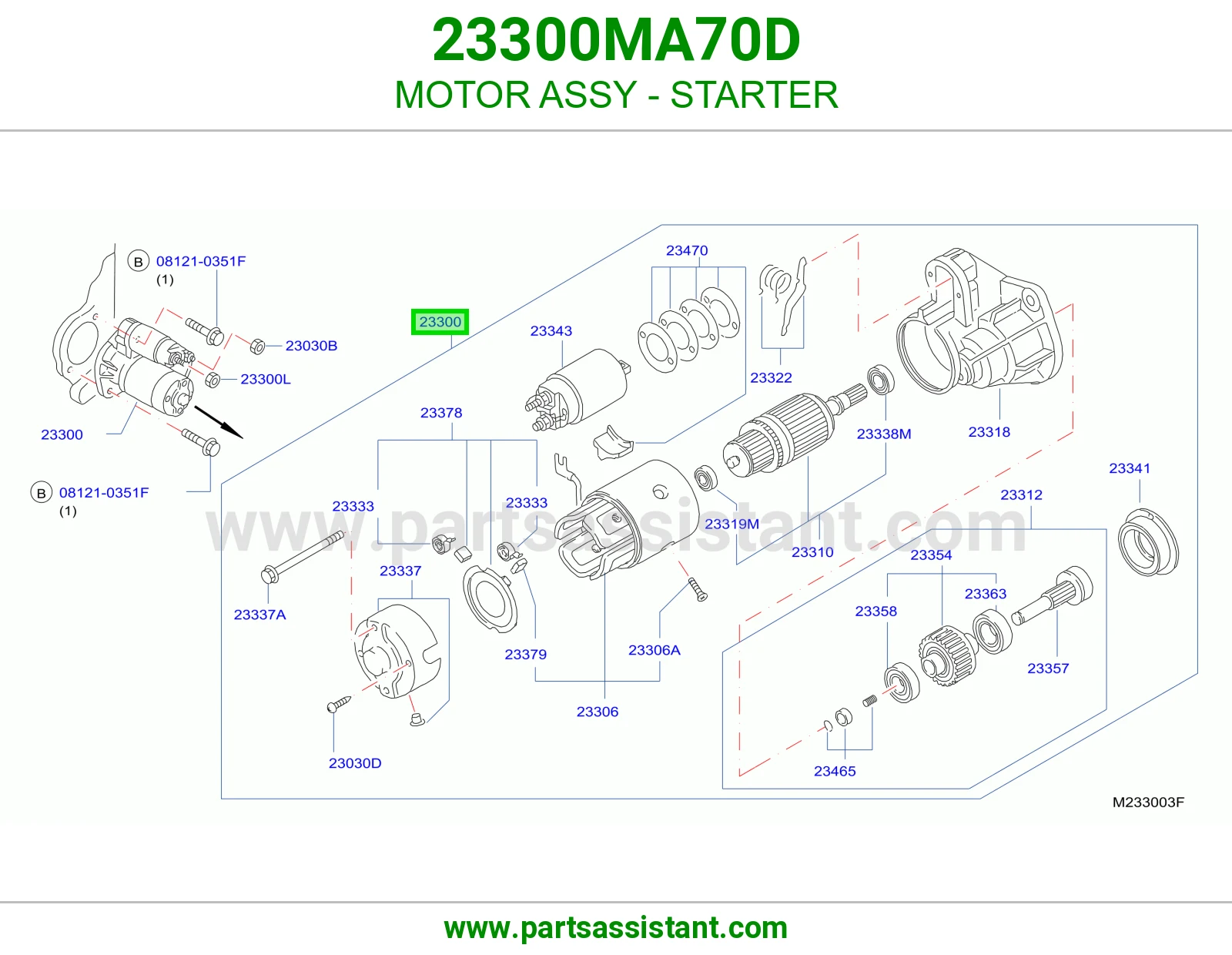 MOTOR ASSY - STARTER 23300MA70D