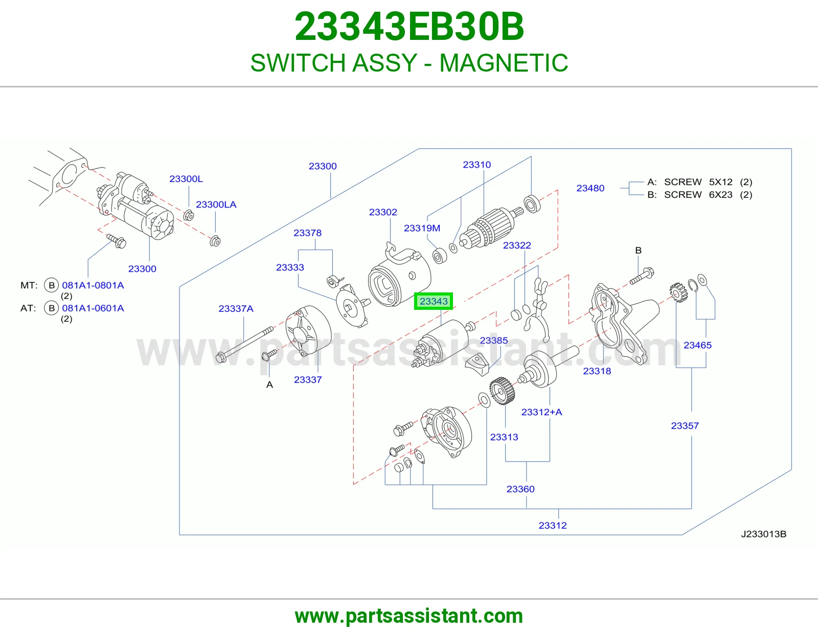 SWITCH ASSY - MAGNETIC 23343EB30B