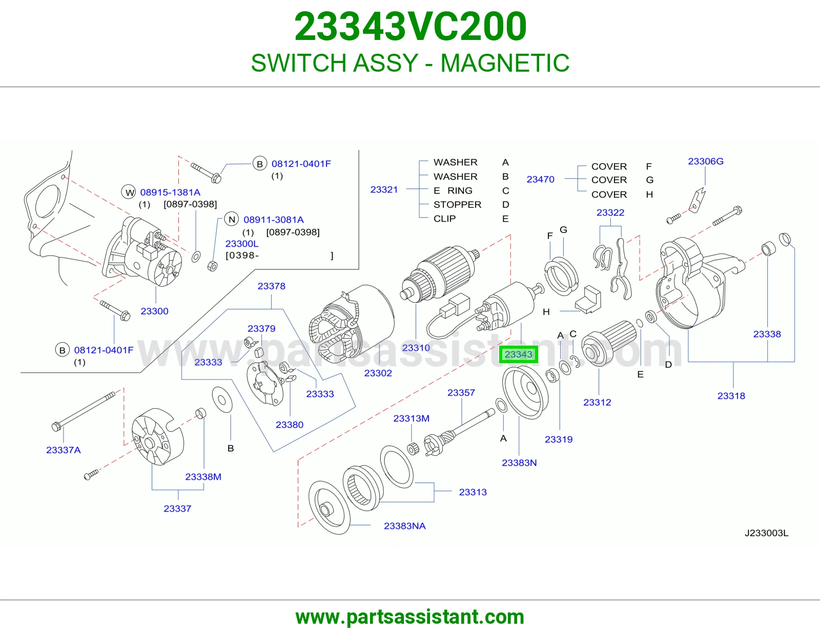 SWITCH ASSY - MAGNETIC 23343VC200