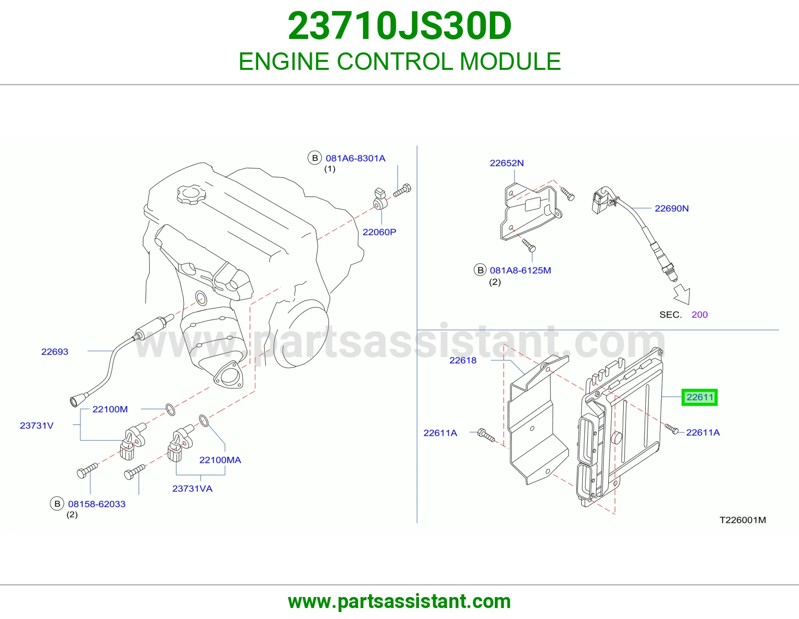 ENGINE CONTROL MODULE 23710JS30D
