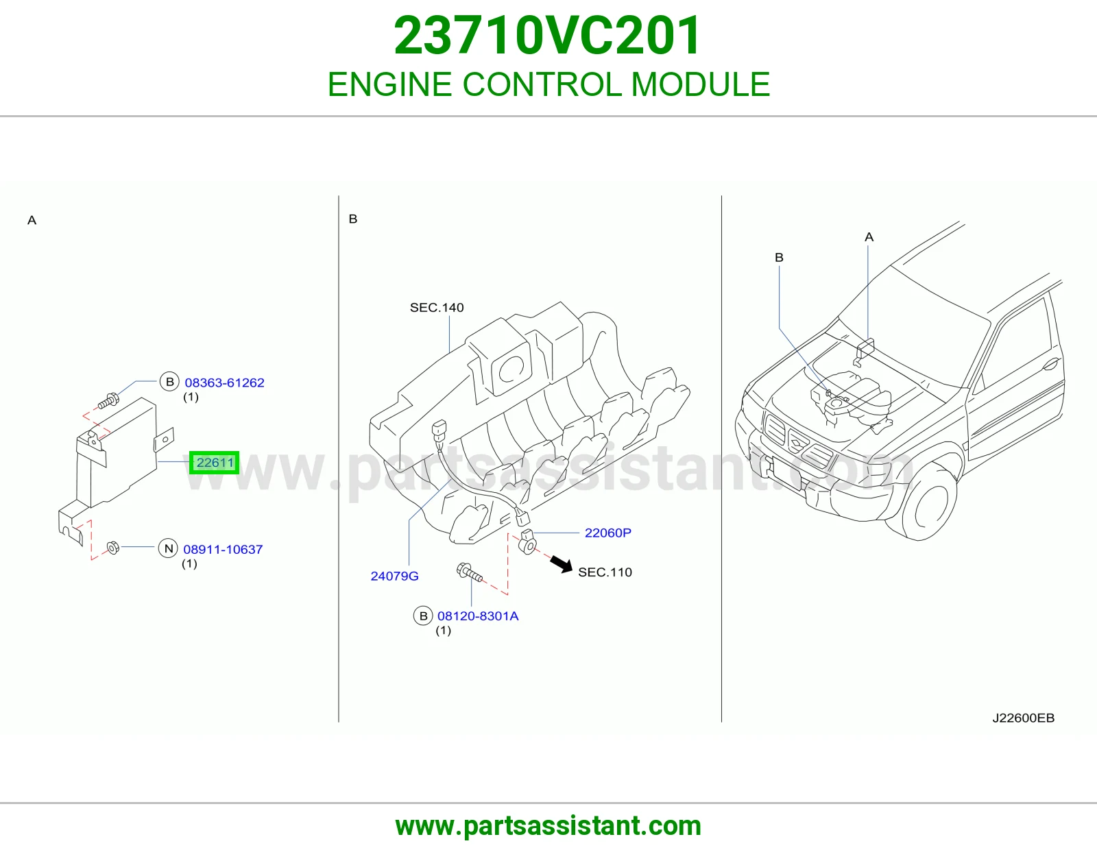 ENGINE CONTROL MODULE 23710VC201