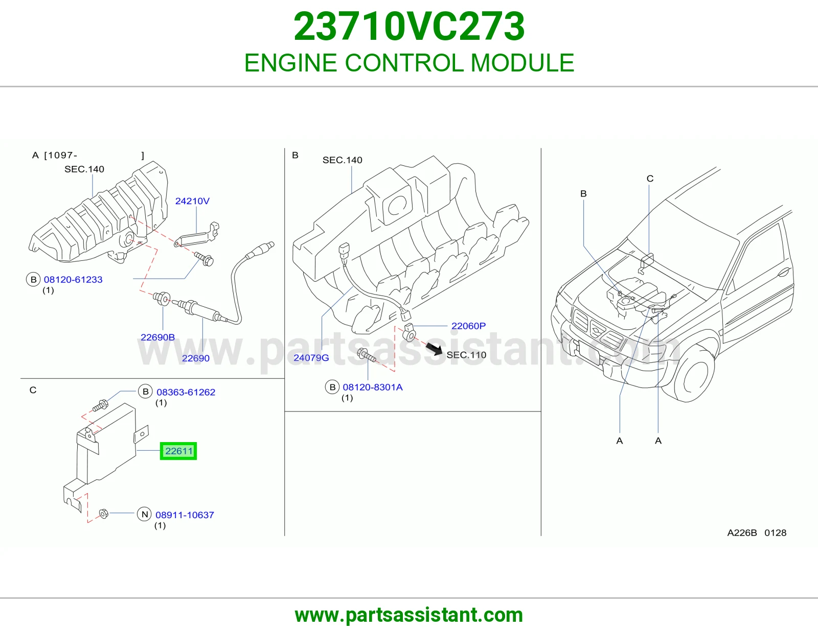 ENGINE CONTROL MODULE 23710VC273