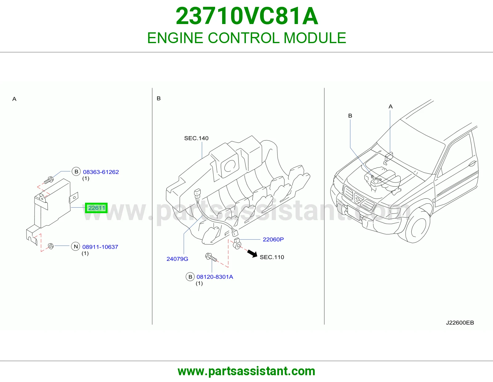 ENGINE CONTROL MODULE 23710VC81A