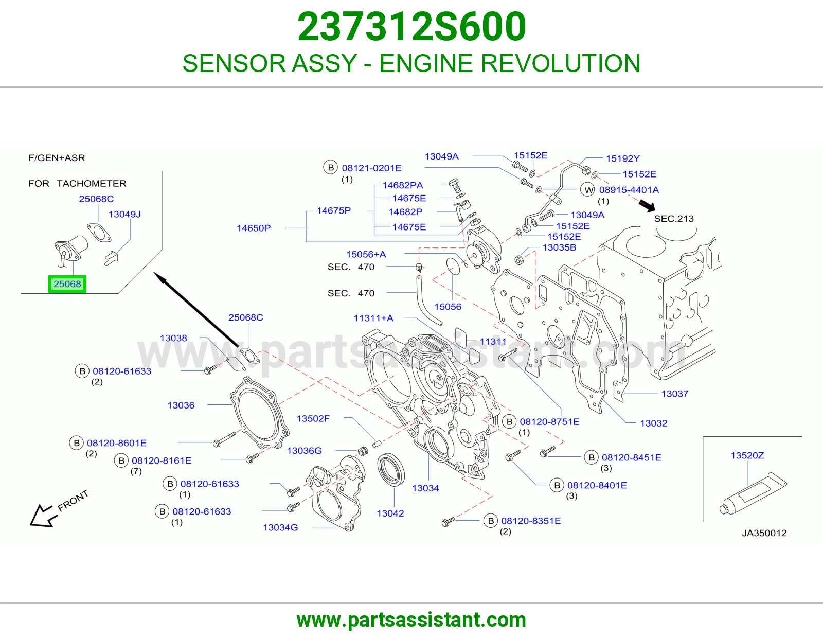 SENSOR ASSY - ENGINE REVOLUTION 237312S600