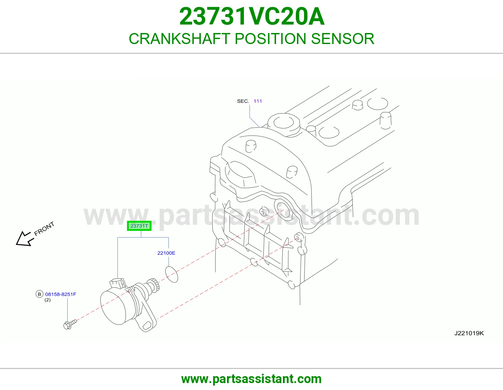CRANKSHAFT POSITION SENSOR 23731VC20A