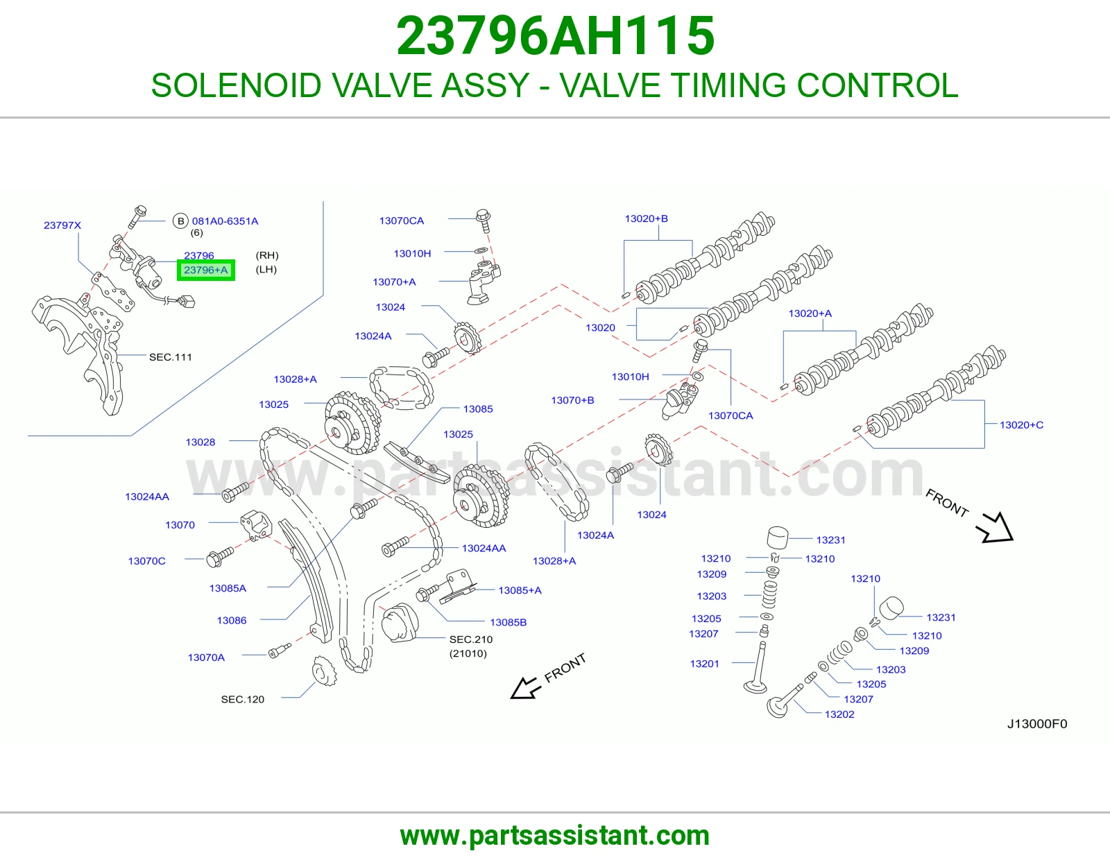 SOLENOID VALVE ASSY - VALVE TIMING CONTROL 23796AH115