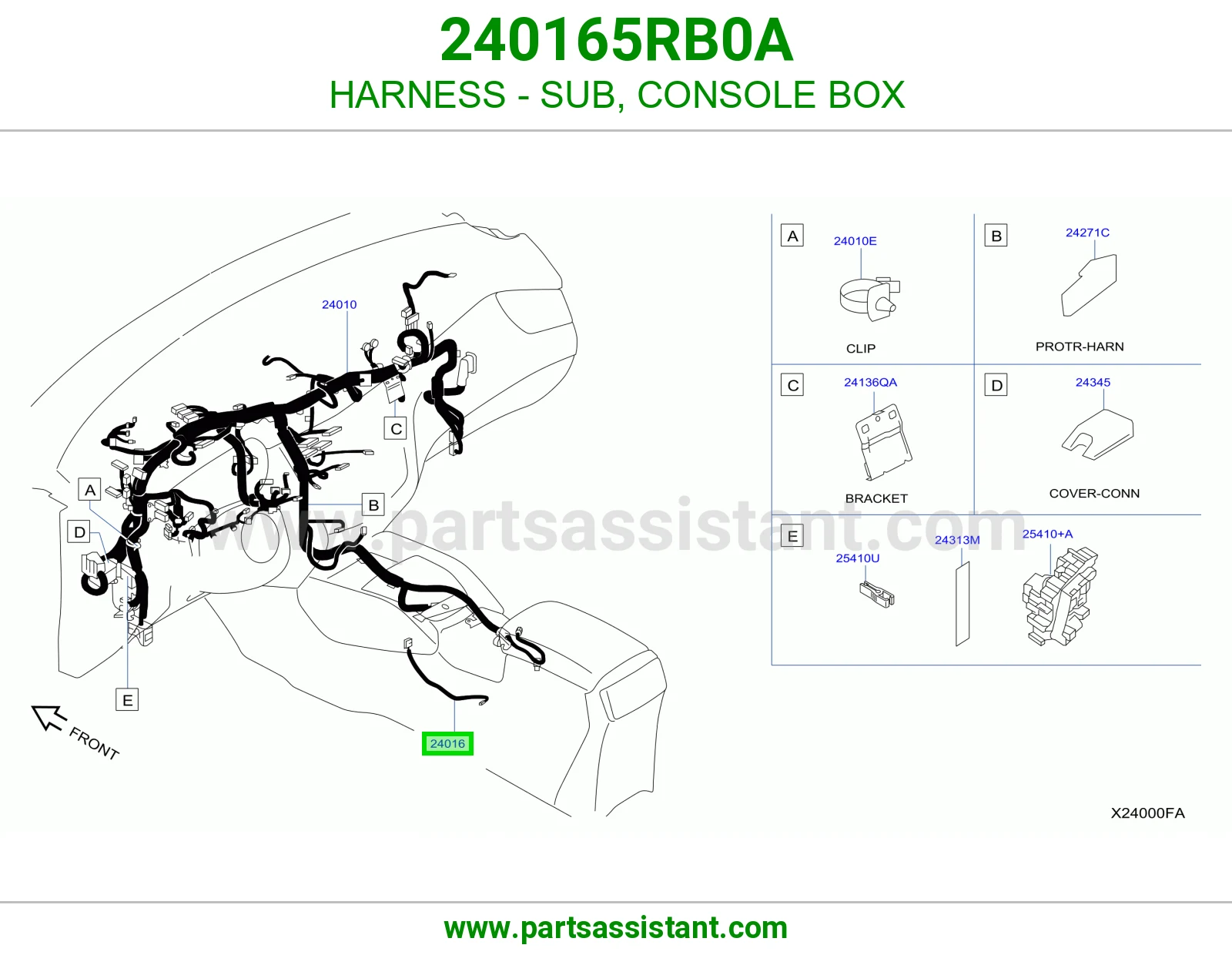 ضفيرة فرعي علبة كونسول 240165RB0A