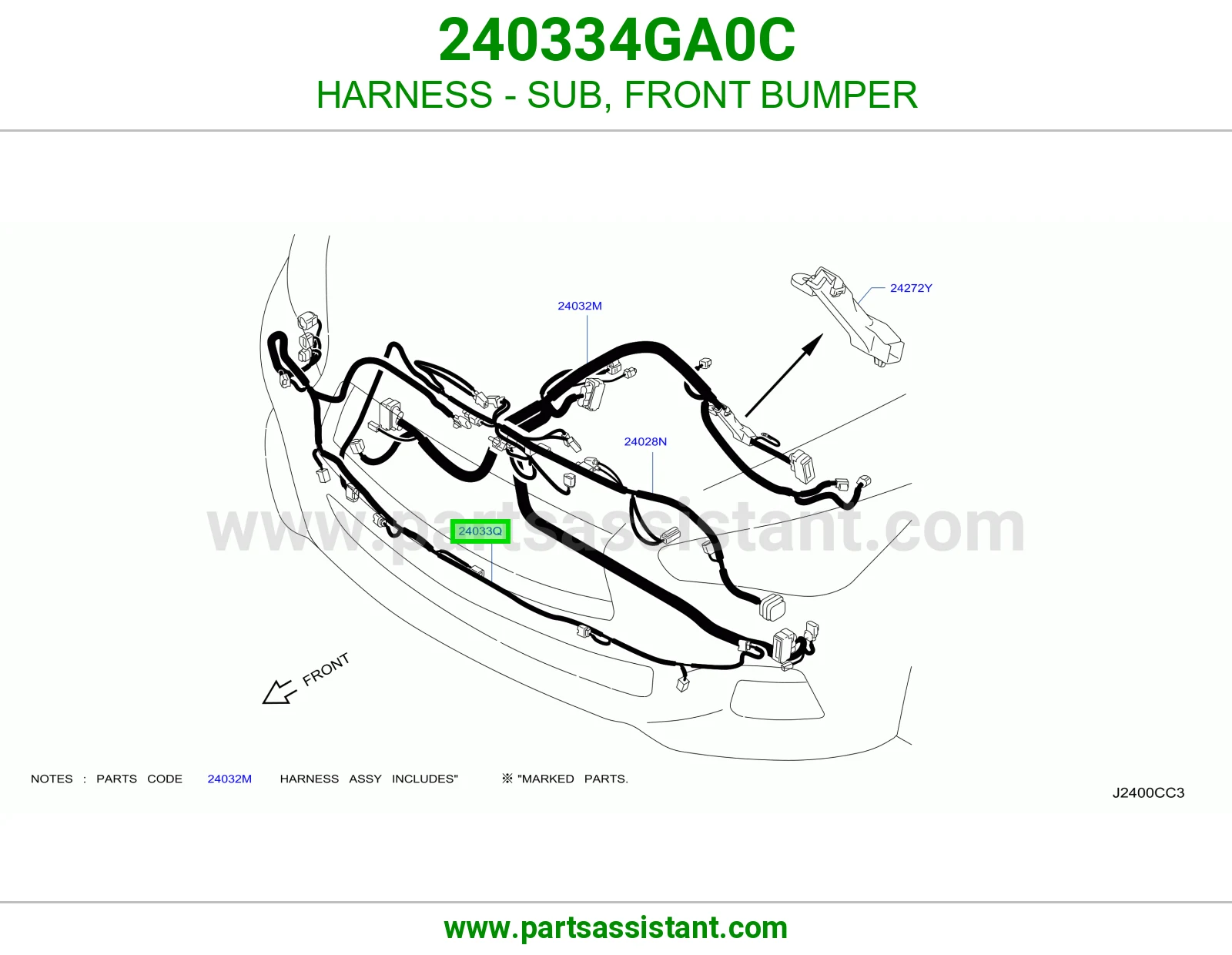 HARNESS - SUB, FRONT BUMPER 240334GA0C
