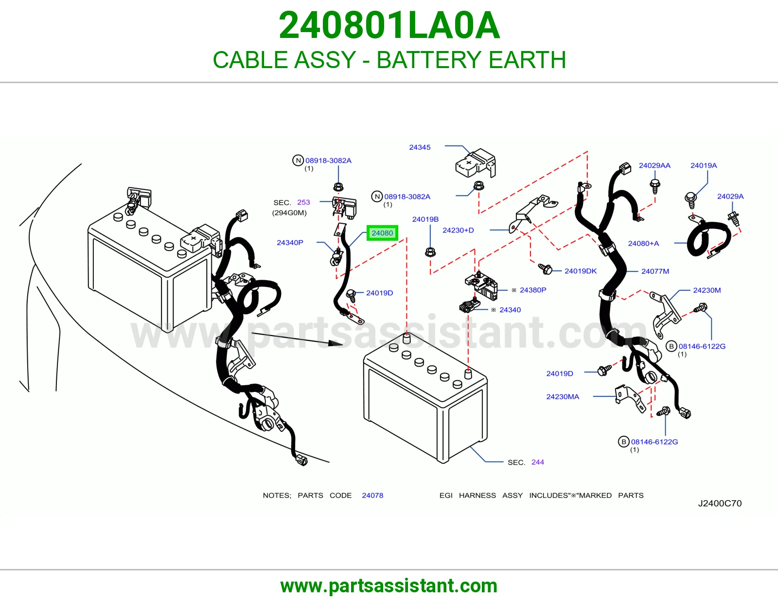 كيبل بطاريه 240801LA0A
