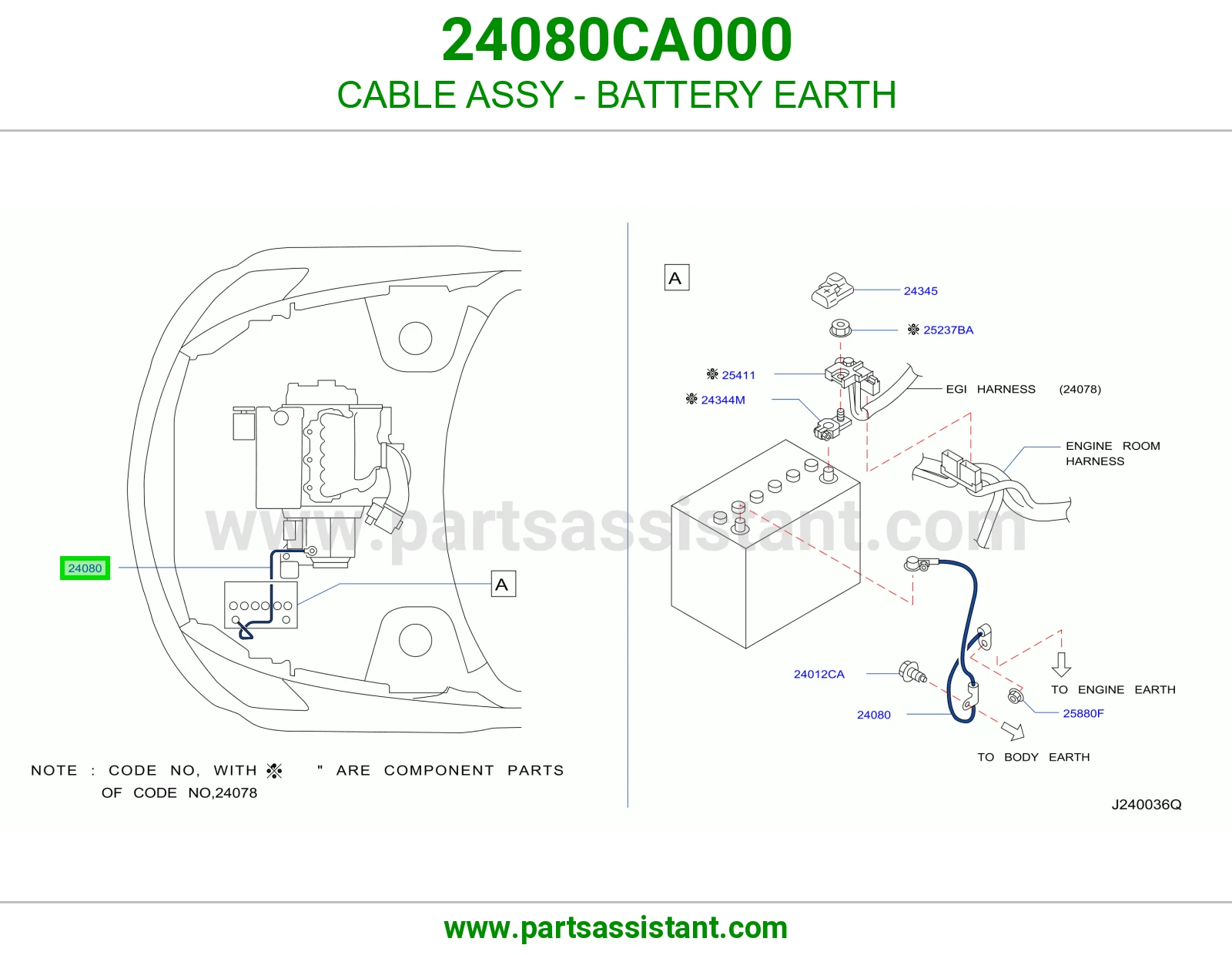 كيبل بطاريه 24080CA000
