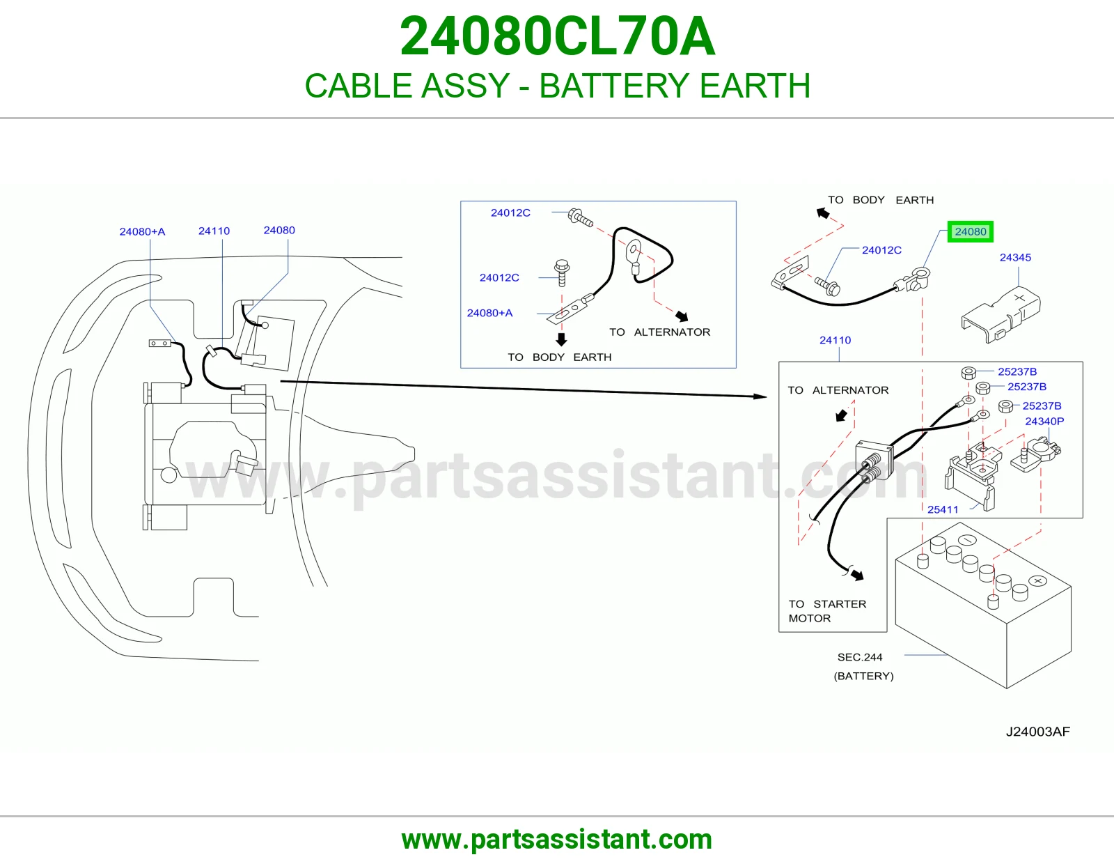 كيبل بطاريه 24080CL70A