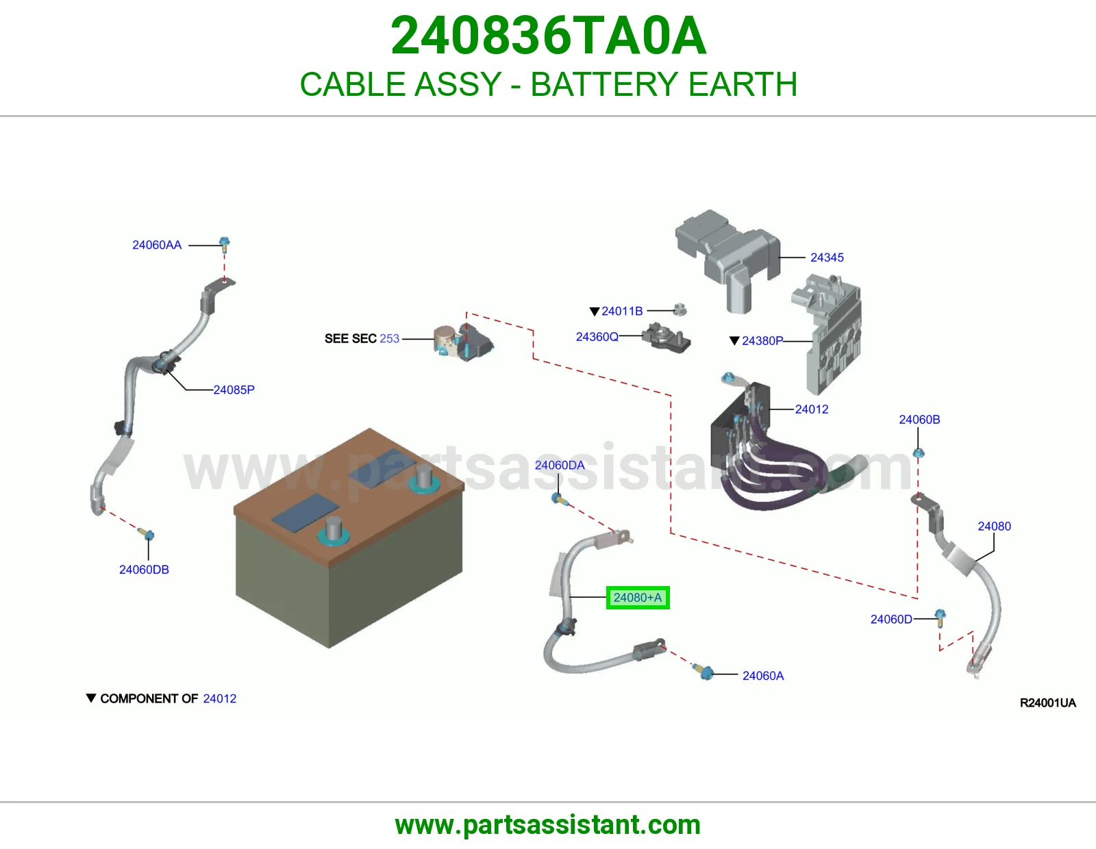 كيبل بطاريه 240836TA0A
