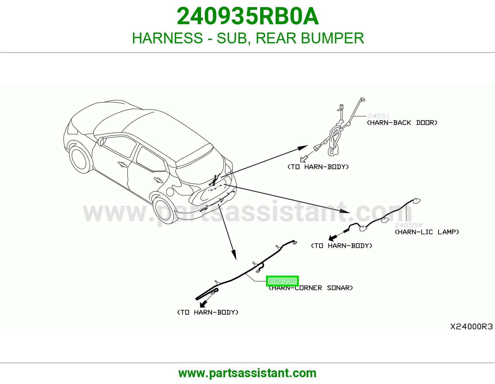 اسلاك ضفيره حساس صدام خلفي 240935RB0A