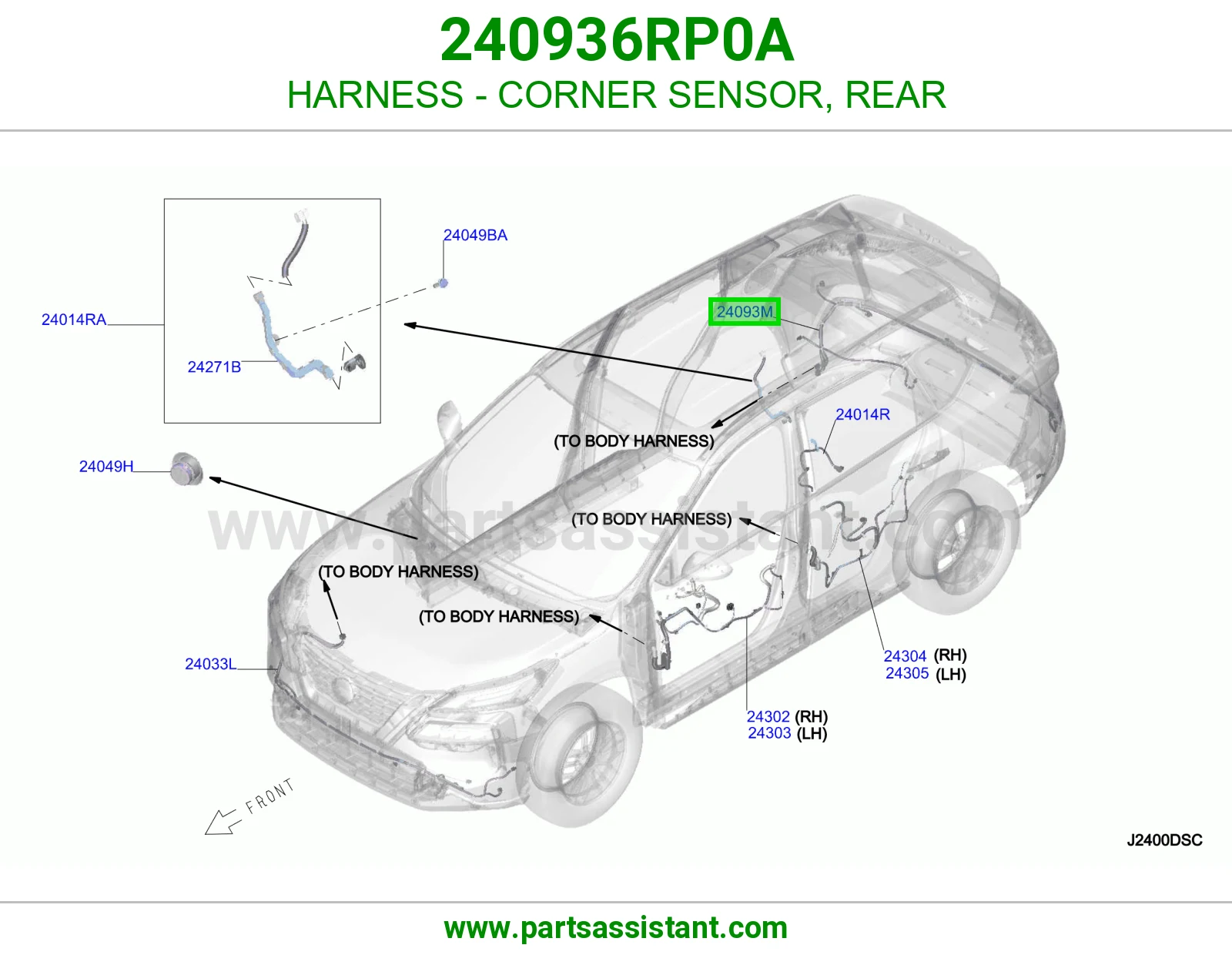 ضفيرة حساس ركن خلفي 240936RP0A