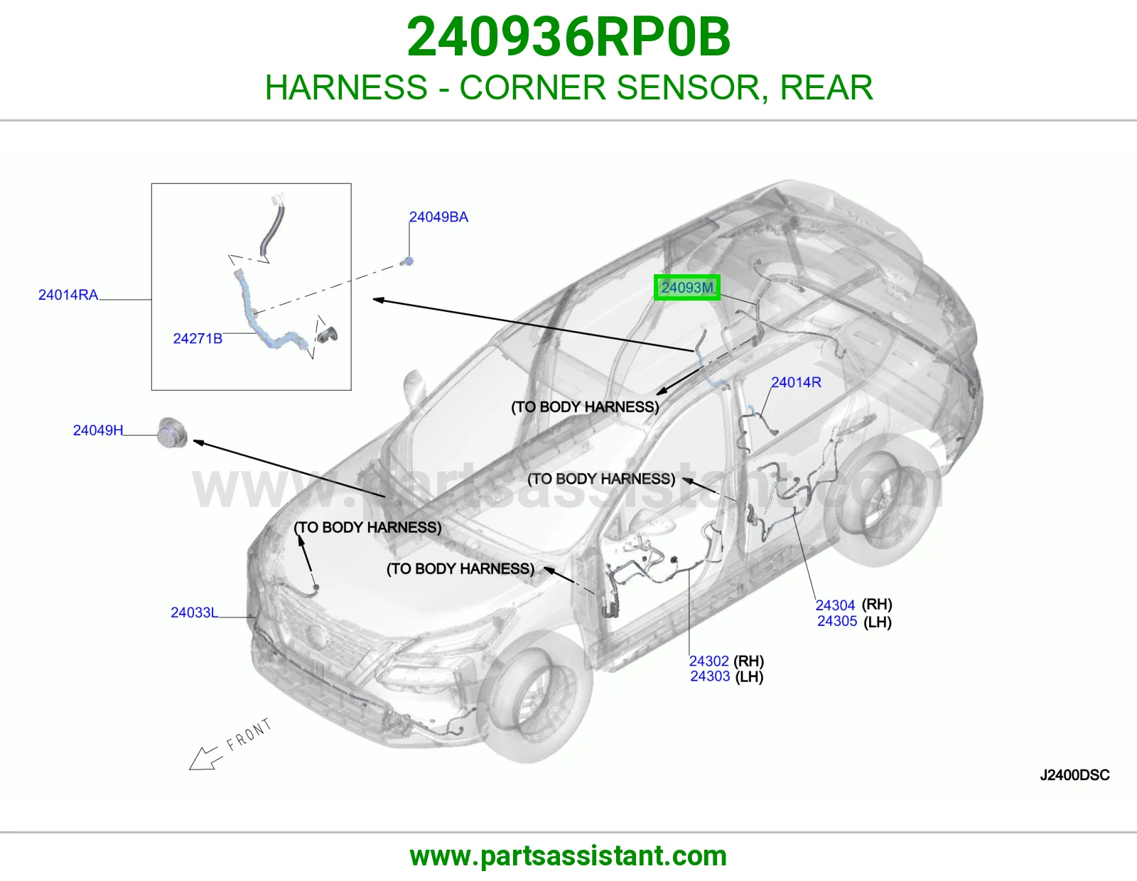 ضفيرة حساس ركن خلفي 240936RP0B