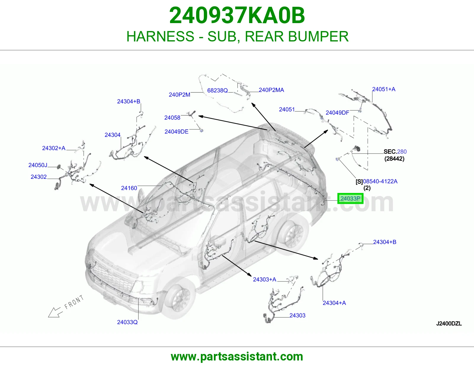 اسلاك ضفيره حساس صدام خلفي 240937KA0B