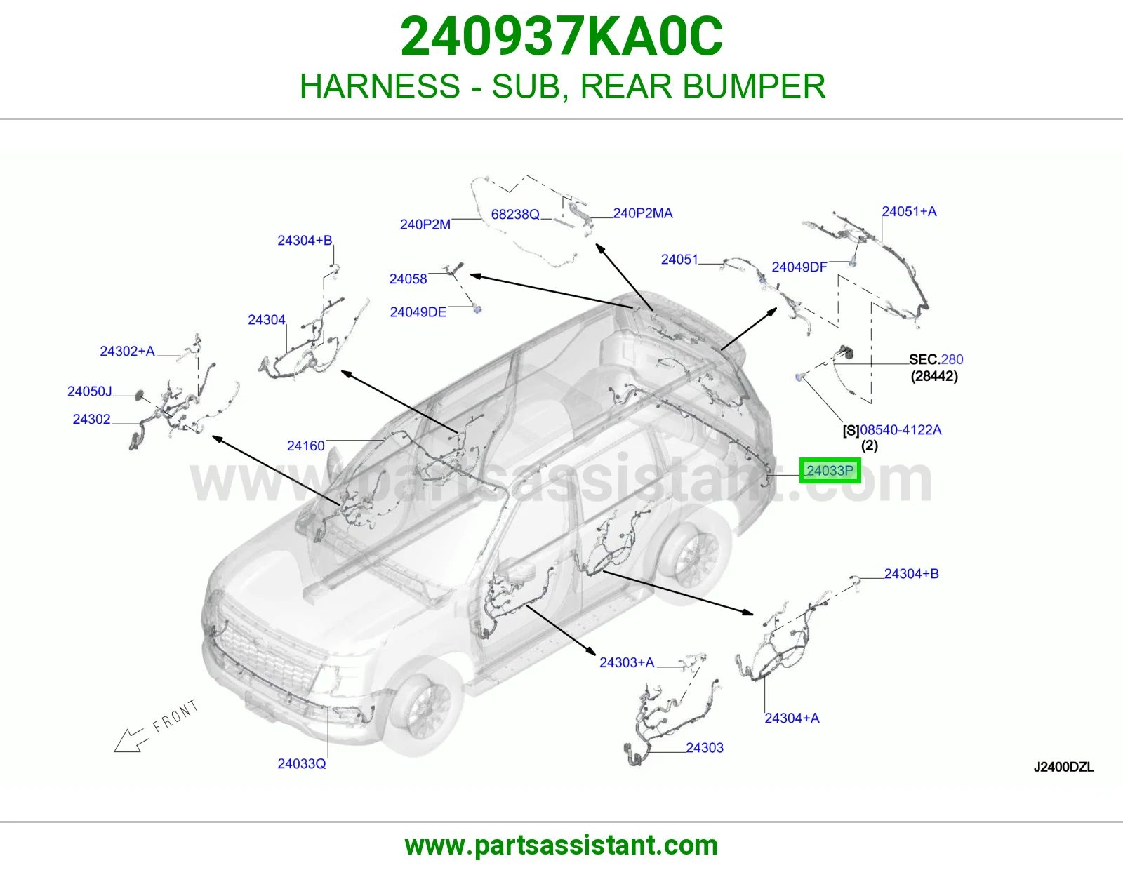 اسلاك ضفيره حساس صدام خلفي 240937KA0C