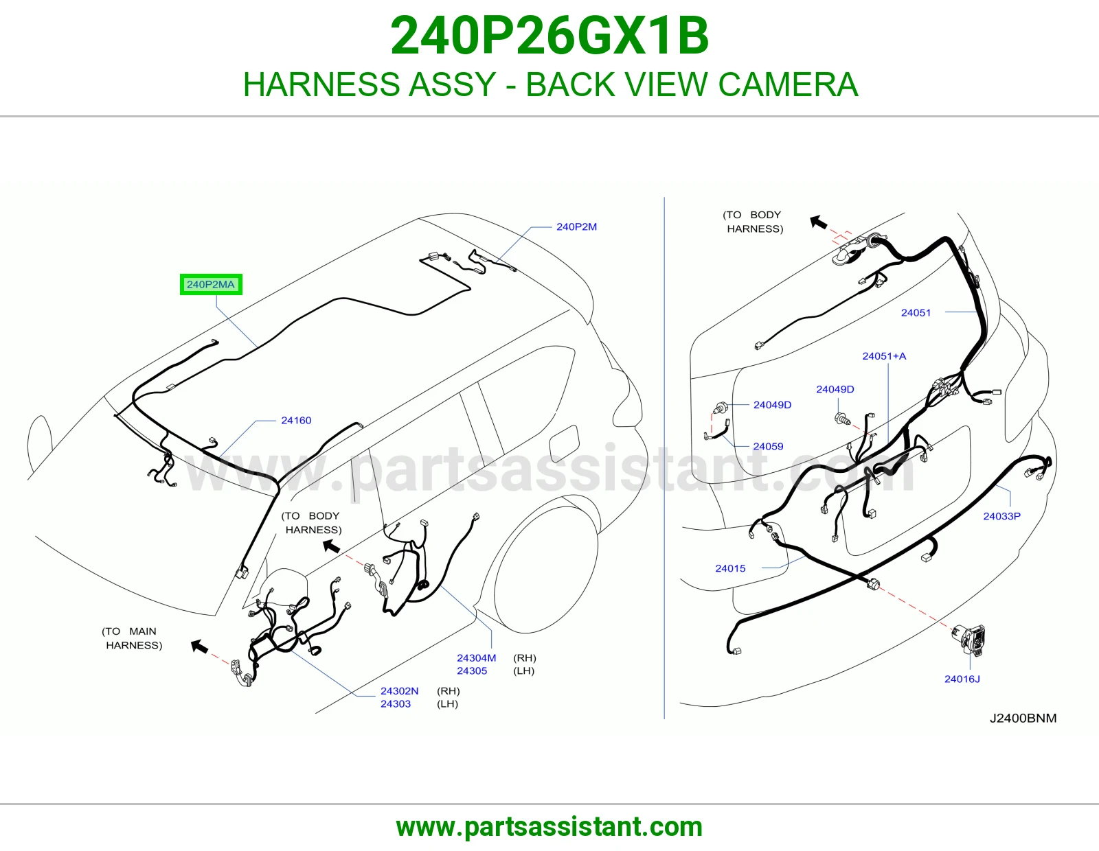 ضفيرة كاميرا خلفية كاملة 240P26GX1B