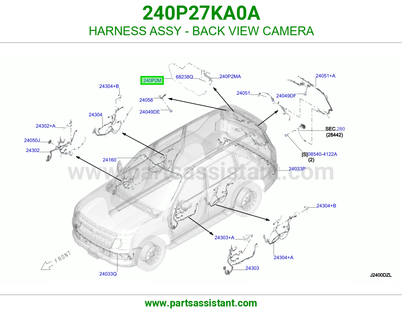 ضفيرة كاميرا خلفية كاملة 240P27KA0A