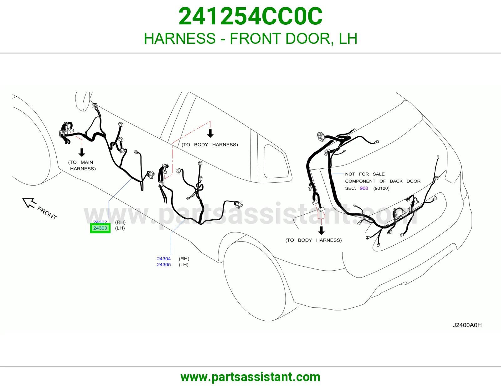 HARNESS - FRONT DOOR, LH 241254CC0C