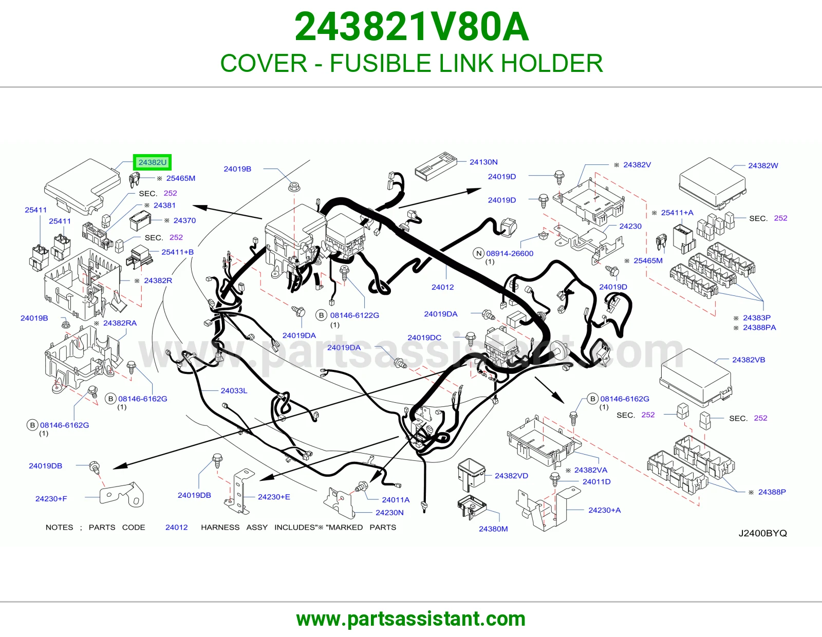 غطاء حامل فيوز رئيسي 243821V80A