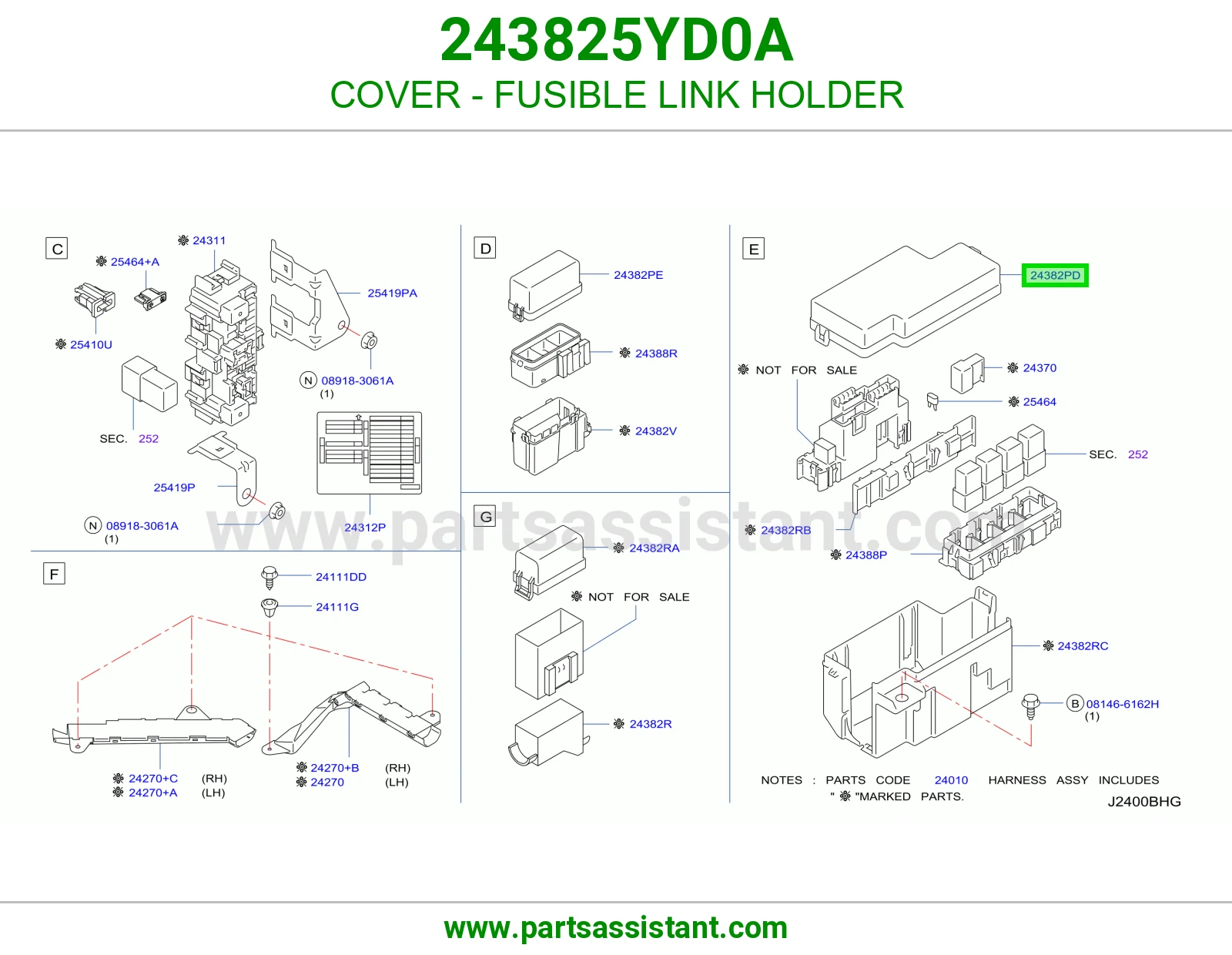 غطاء حامل فيوز رئيسي 243825YD0A