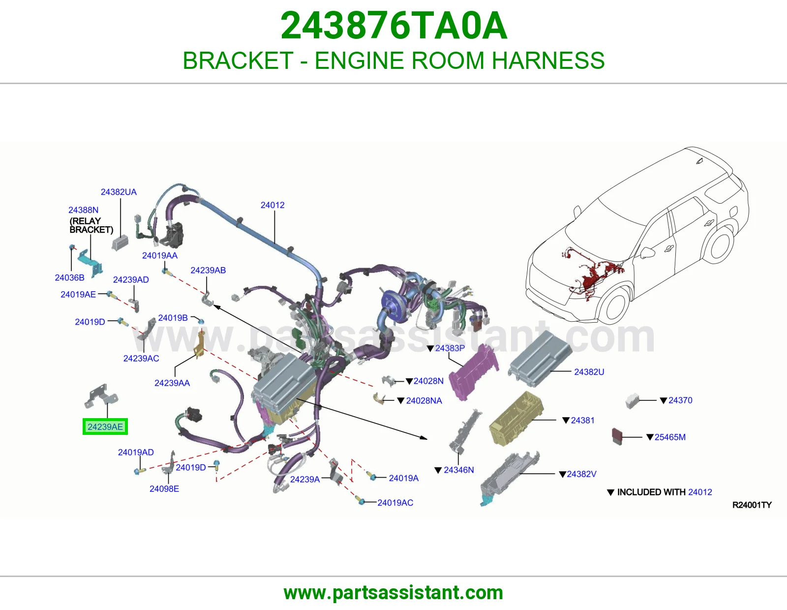 قاعدة ضفيرة حجرة مكينة 243876TA0A
