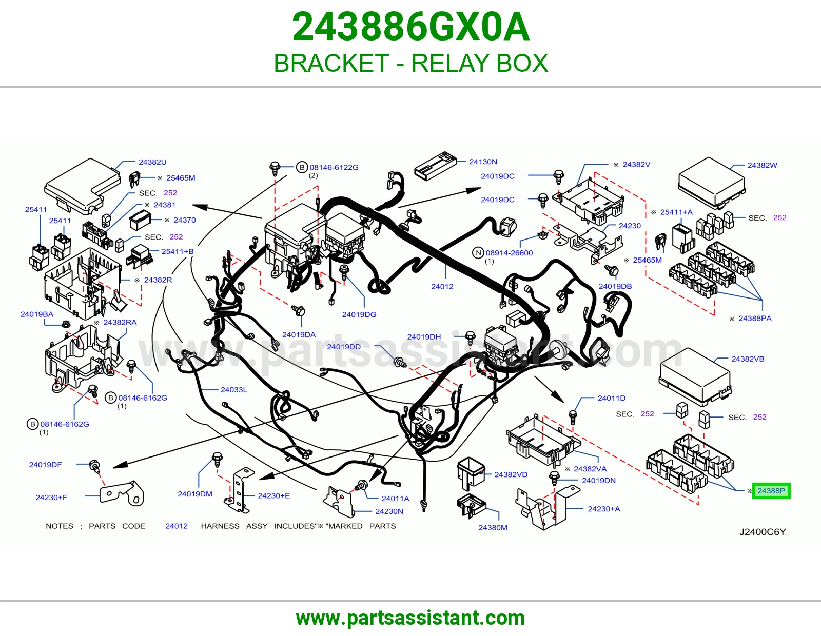 قاعدة علبة ريليات 243886GX0A