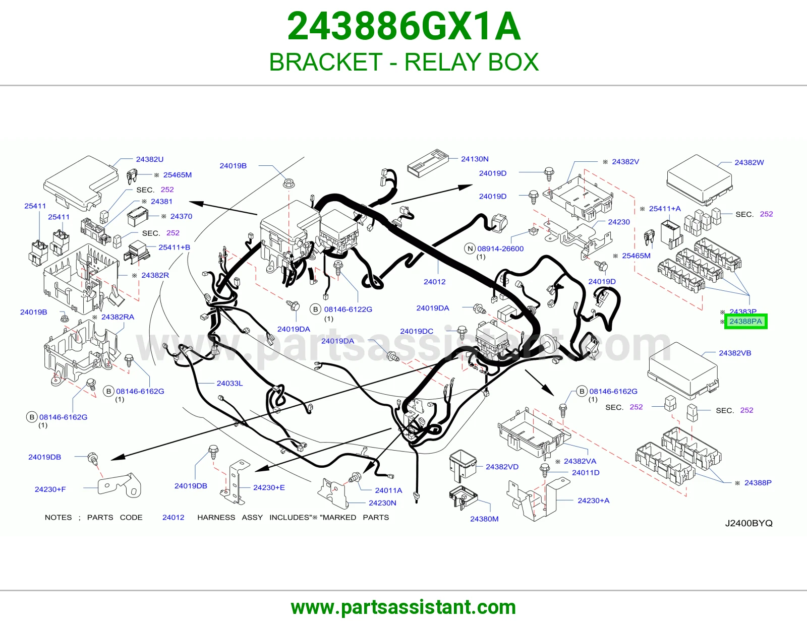 قاعدة علبة ريليات 243886GX1A