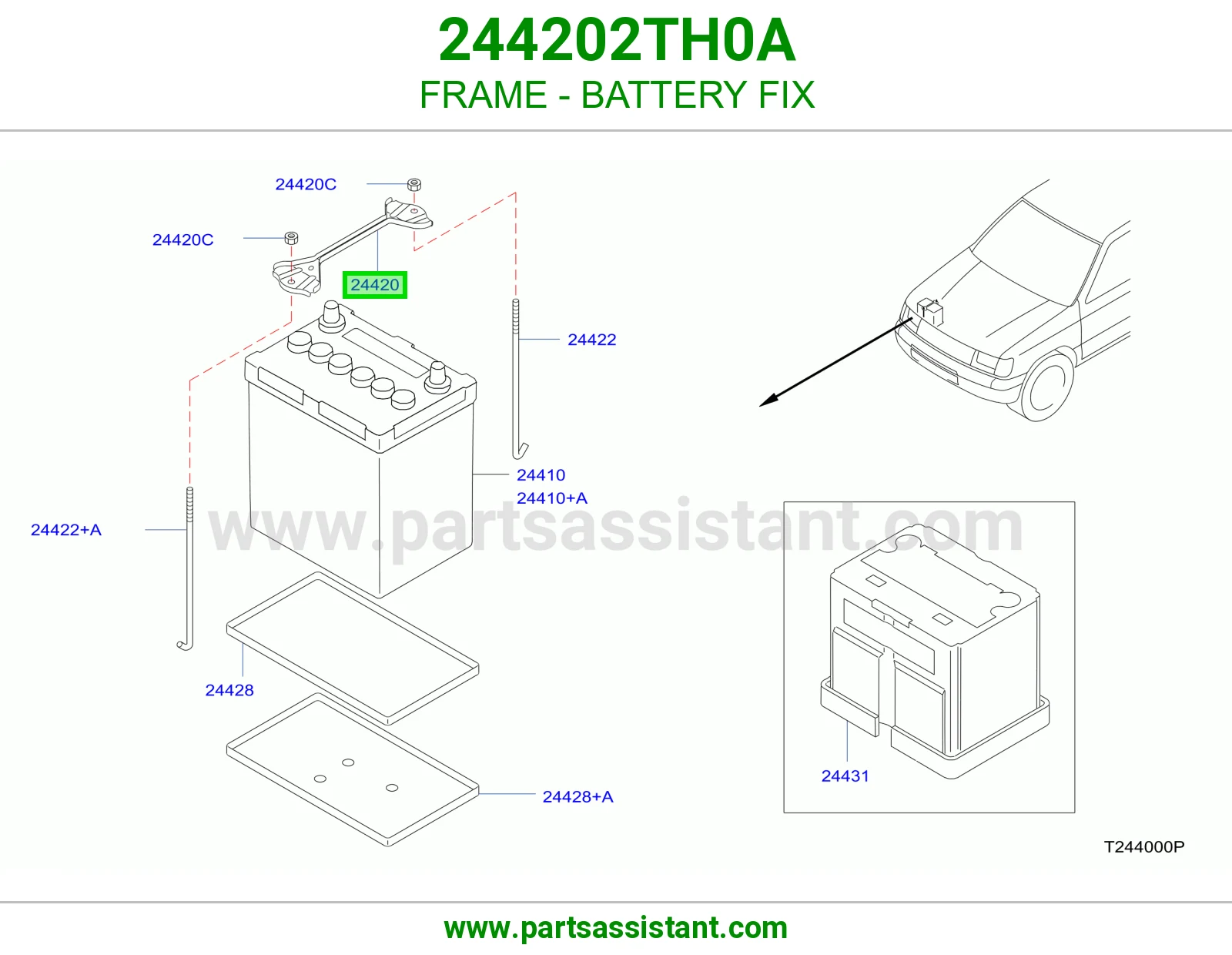 قاعده تحت بطاريه 244202TH0A