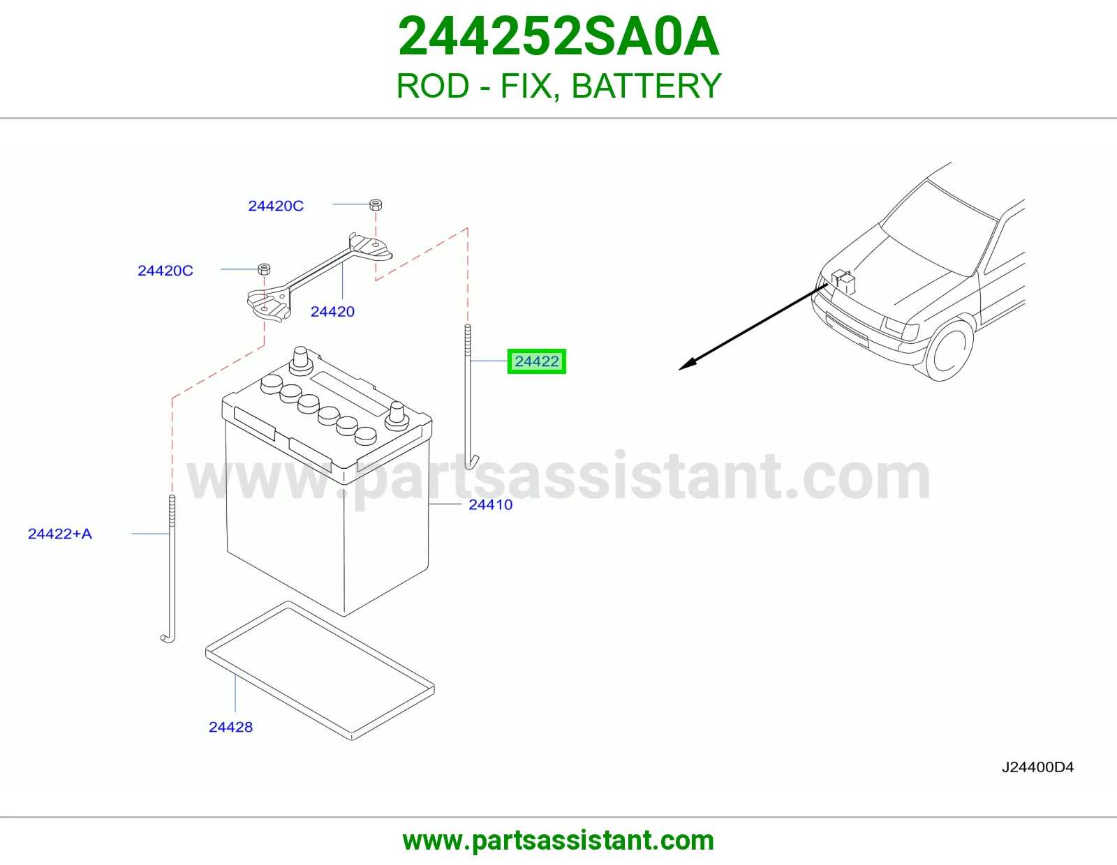 ذراع تثبيت بطارية 244252SA0A